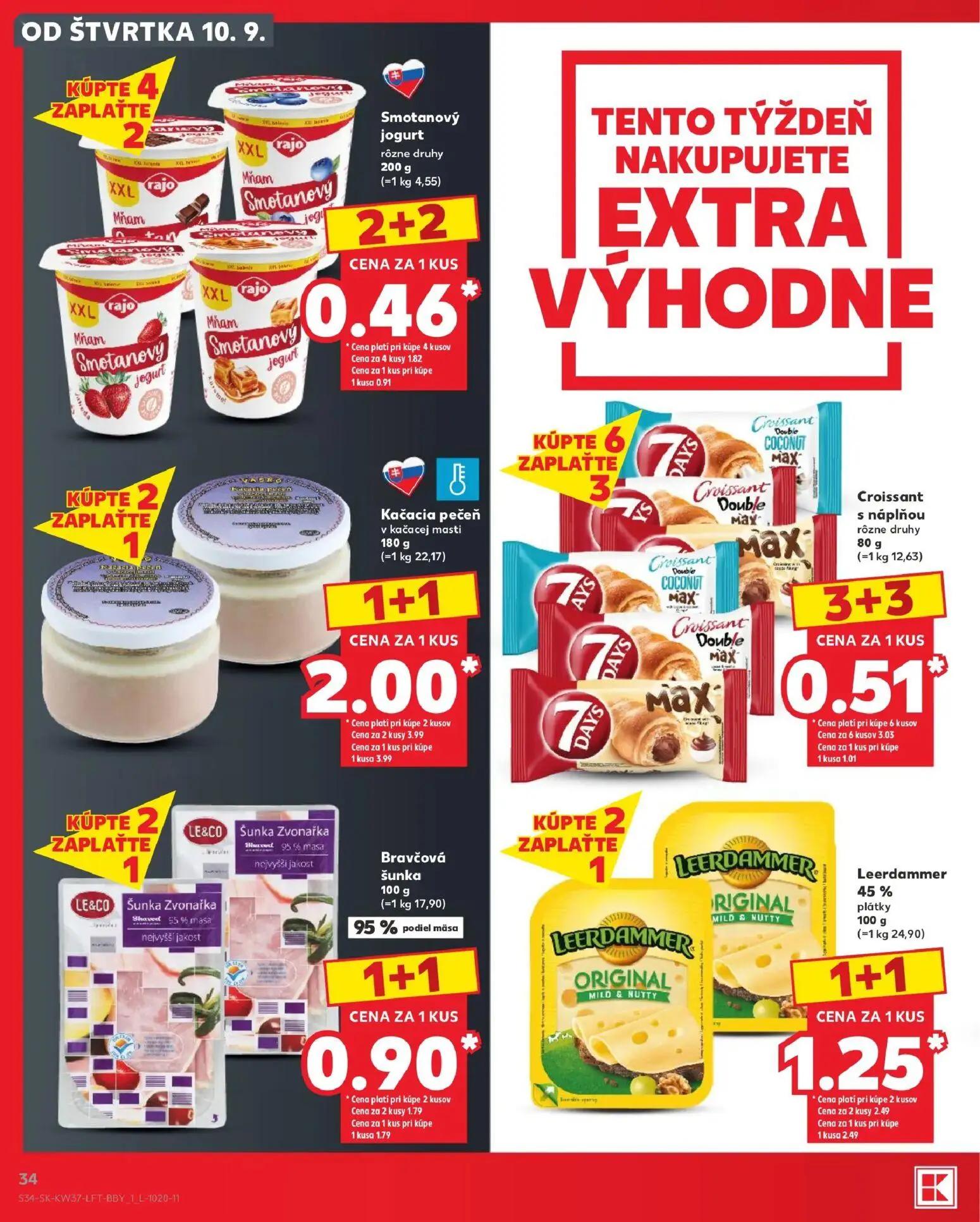 Kaufland leták, strana 34 z 84 — Croissant s náplňou, Bravčová šunka