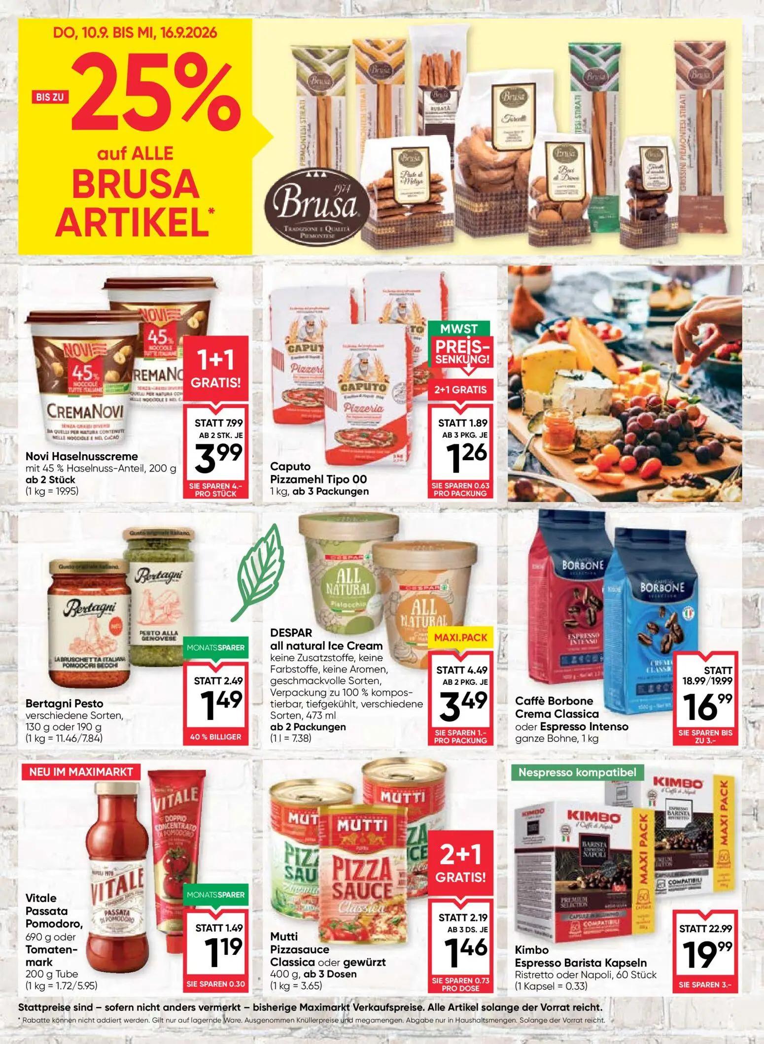Maximarkt Prospekt, Seite 4 von 4 — Novi Haselnusscreme, Caffè Borbone Crema Classica oder Espresso Intenso, Kimbo Espresso …