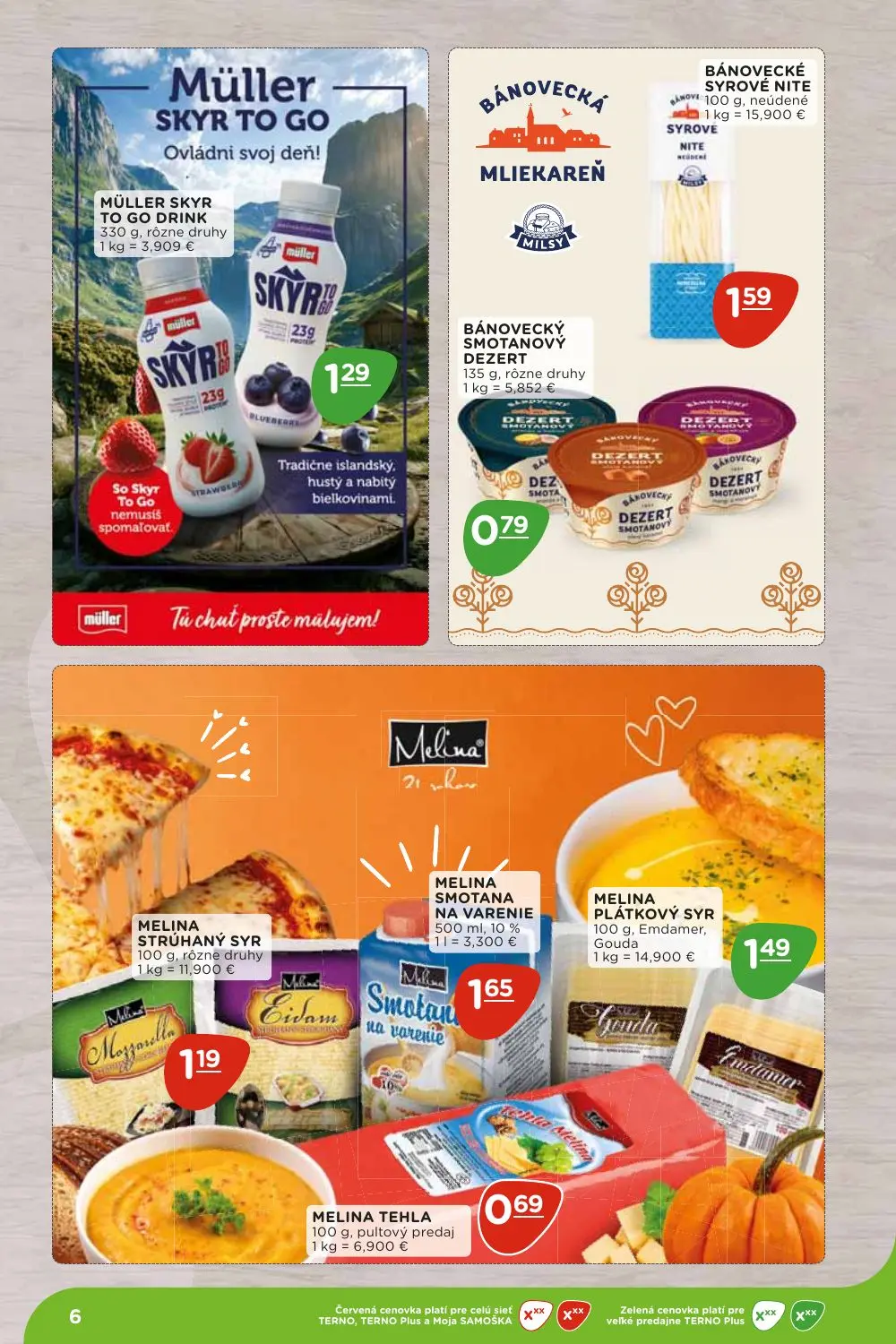 Terno leták, strana 6 z 36 — MÜLLER SKYR TO GO DRINK, BÁNOVECKÉ SYROVÉ NITE, BÁNOVECKÝ SMOTANOVÝ DEZERT