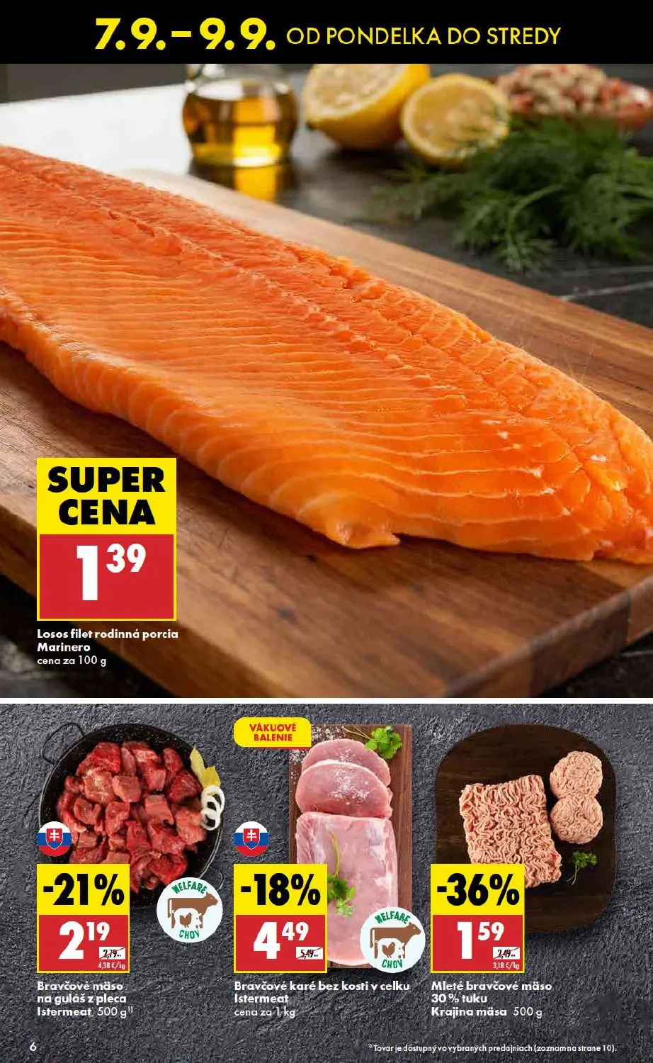 Biedronka leták, strana 6 z 11 — Bravčové karé bez kosti v celku Istermeat, Mleté bravčové mäso 30% tuku Krajina mäsa, Bravč…