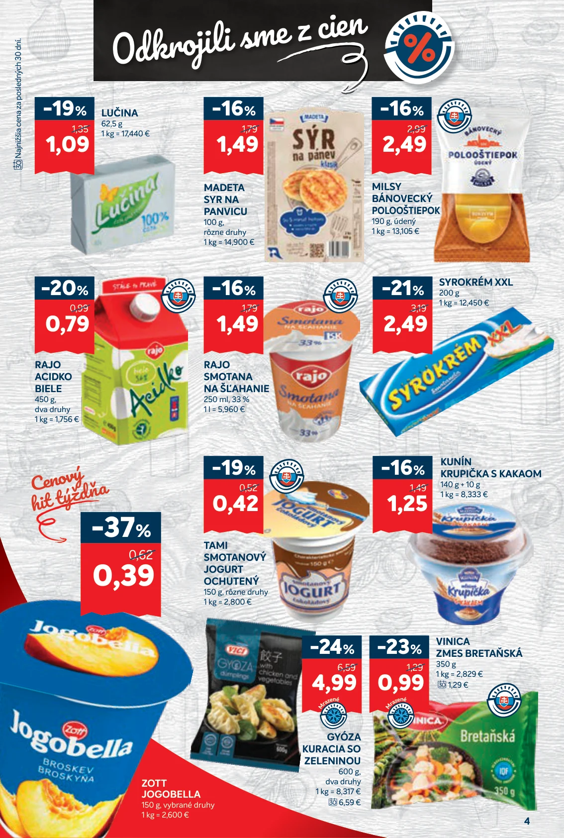 Kraj leták, strana 6 z 16 — GYÓZA KURACIA SO ZELENINOU, SYROKRÉM XXL, MILSY BÁNOVECKÝ POLOOŠTIEPOK