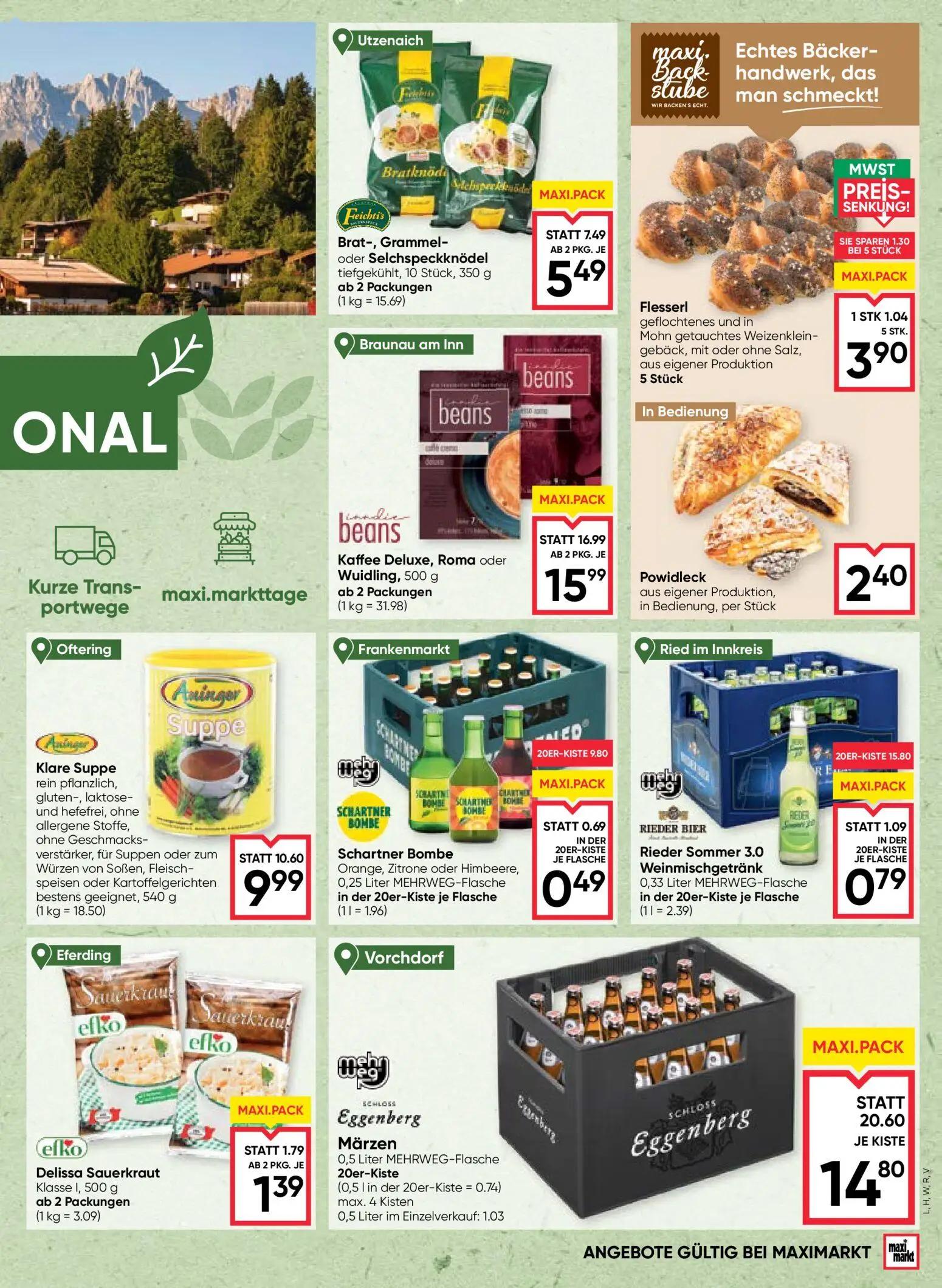Maximarkt Prospekt, Seite 5 von 24 — Eggenberg Märzen 0,5 Liter MEHRWEG-Flasche 20er-Kiste, Brat-, Grammel- oder Selchspeckk…