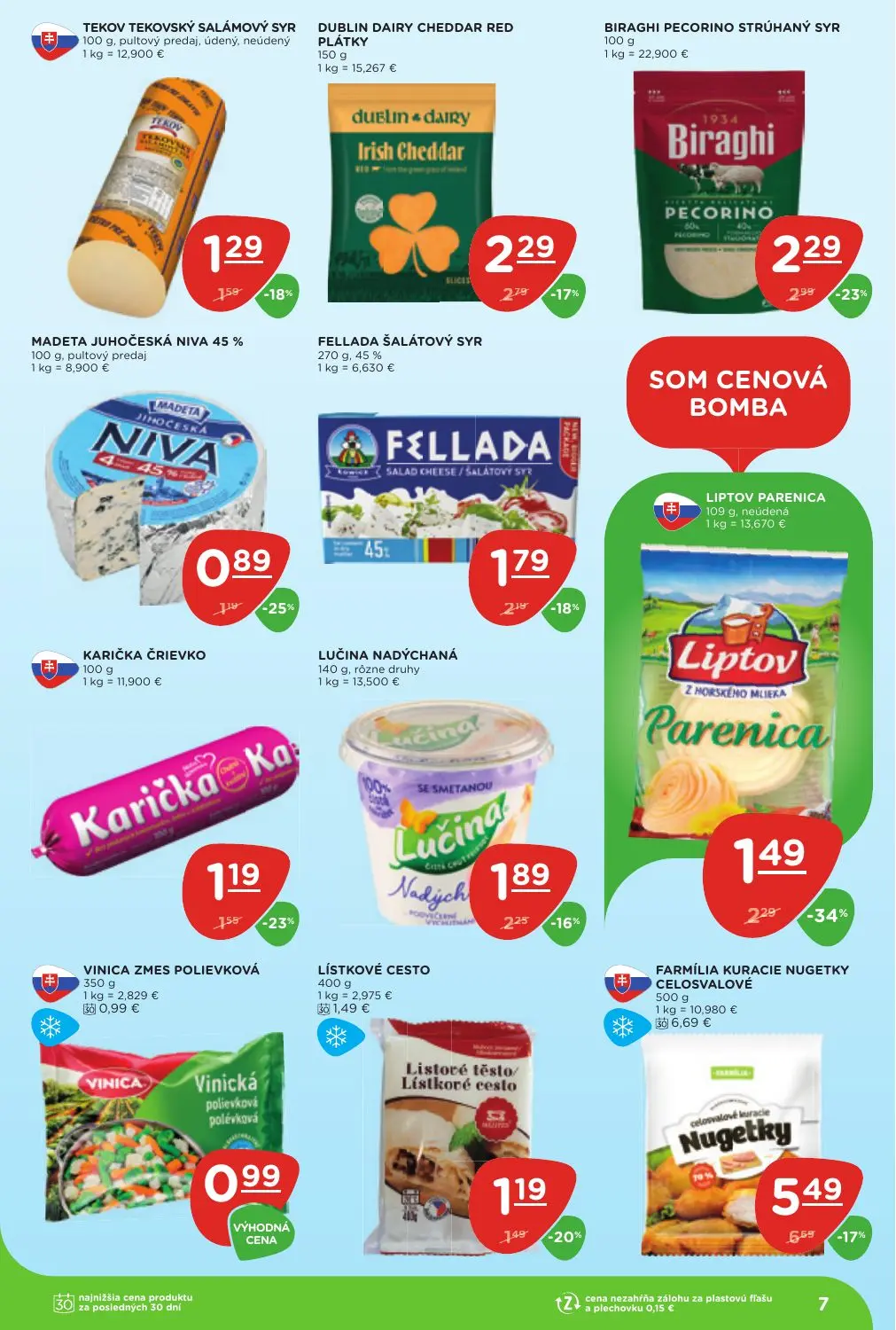 Terno leták, strana 7 z 25 — FARMÍLIA KURACIE NUGETKY CELOSVALOVÉ, LIPTOV PARENICA neúdená, BIRAGHI PECORINO STRÚHANÝ SYR