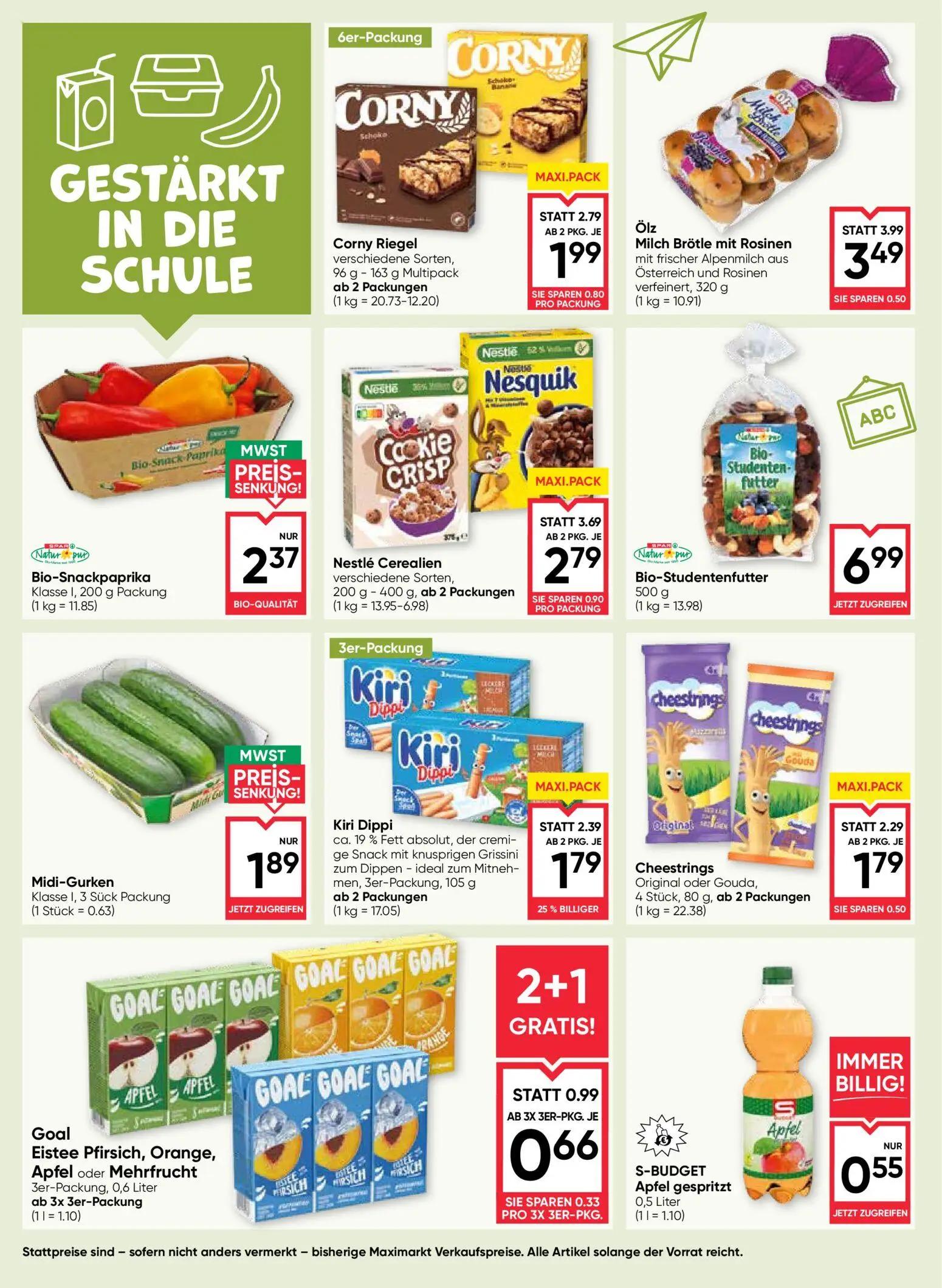 Maximarkt Prospekt, Seite 6 von 24 — Nestlé Cerealien verschiedene Sorten, Corny Riegel verschiedene Sorten, Kiri Dippi ca. …