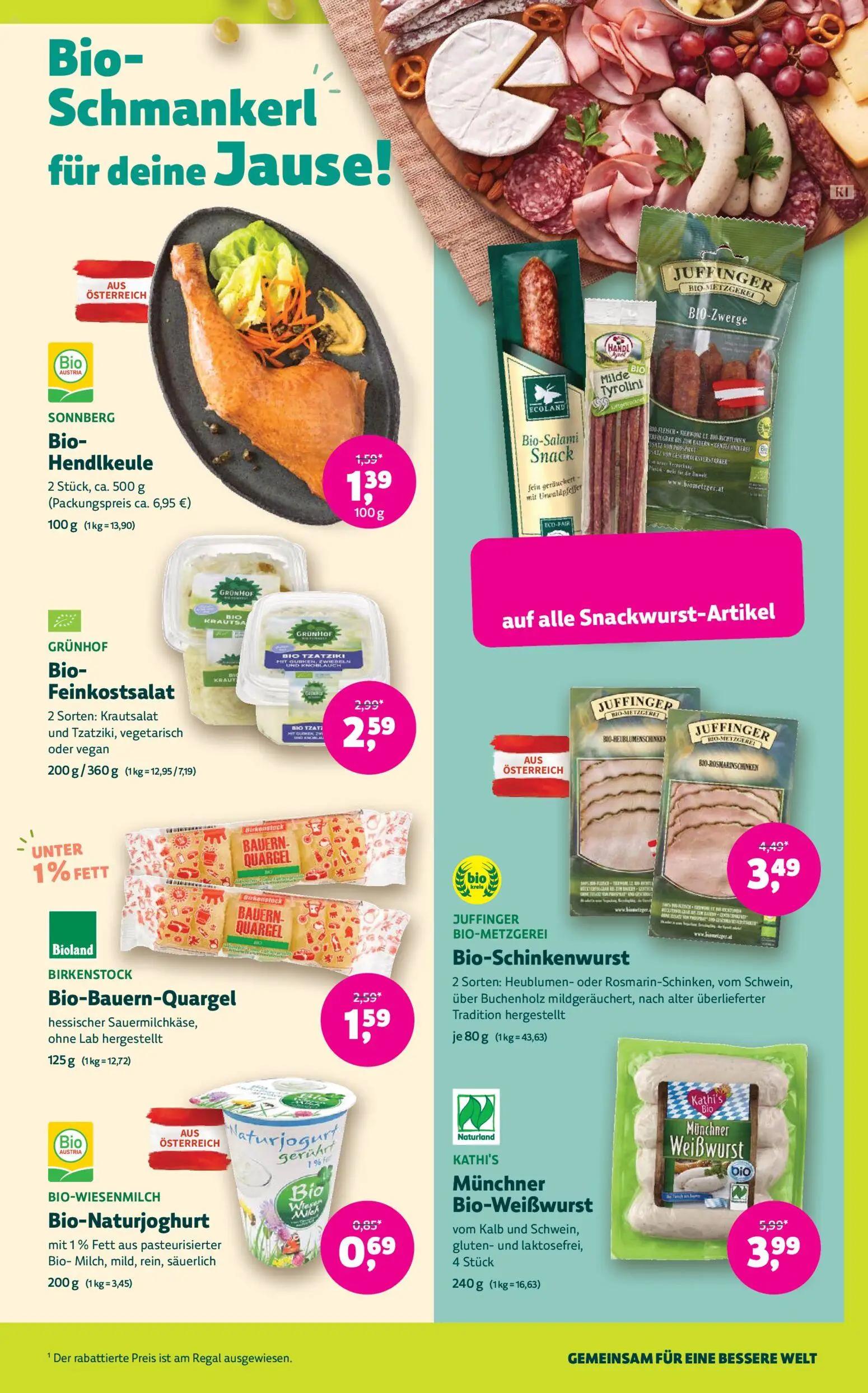 Denns BioMarkt Prospekt, Seite 7 von 14 — Münchner Bio-Weißwurst, Bio-Bauern-Quargel, Bio-Schinkenwurst
