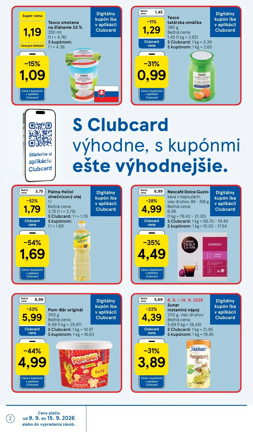 Tesco leták, strana 2 z 46 — Pom-Bär originál, Nescafé Dolce Gusto káva v kapsulách, viac druhov, Sunar instantný nápoj