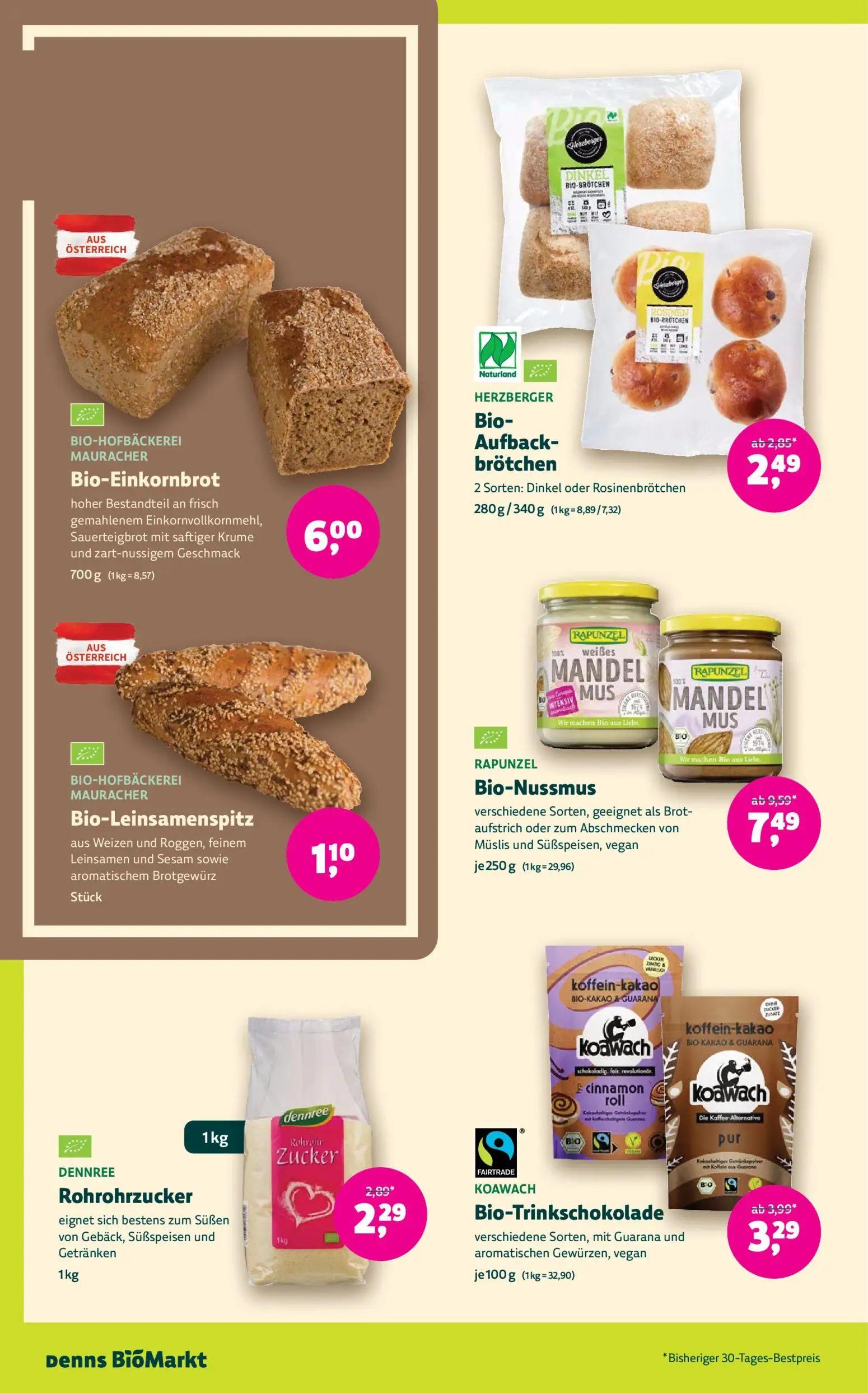 Denns BioMarkt Prospekt, Seite 10 von 14 — Bio-Nussmus, Bio-Trinkschokolade, Rohrohrzucker