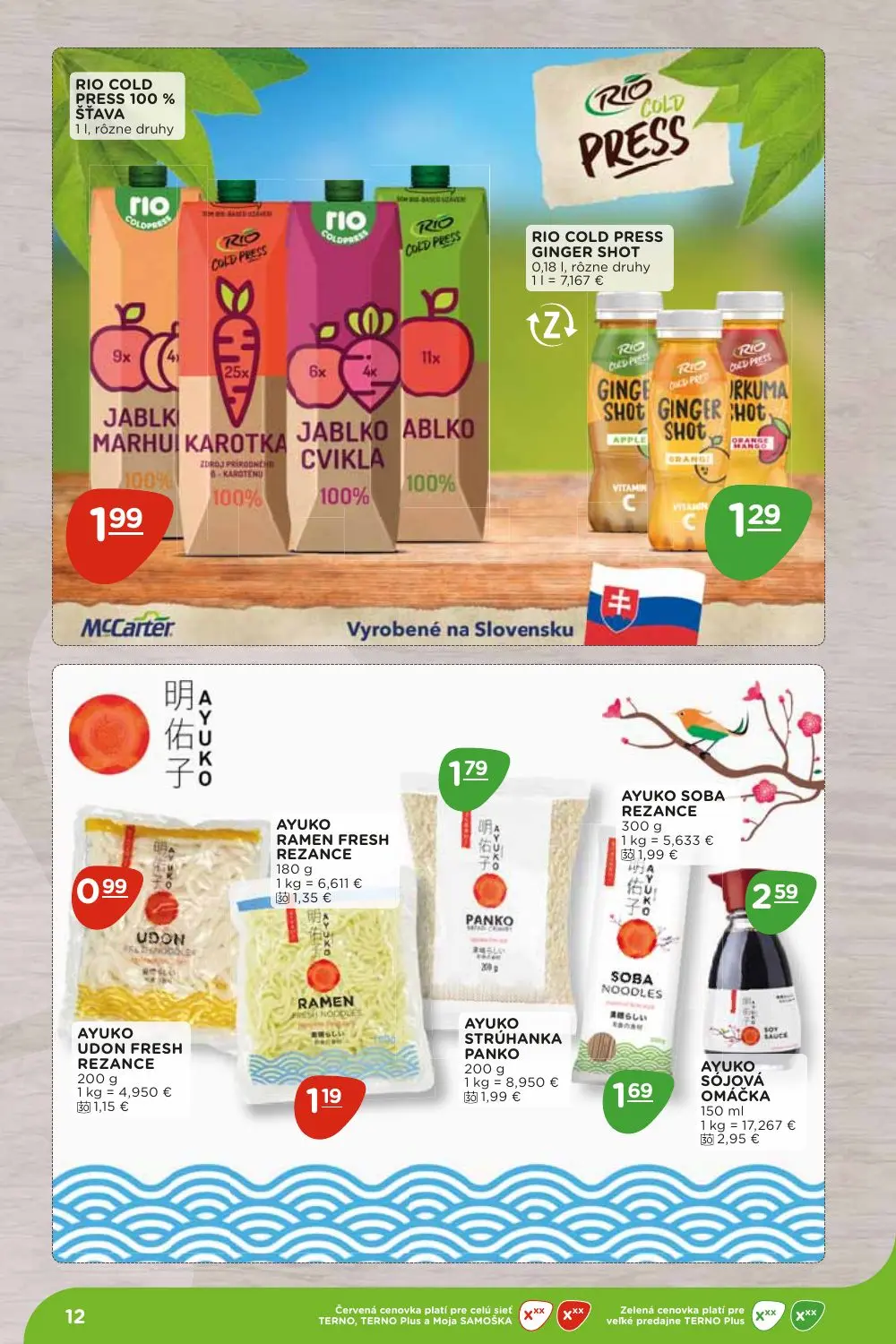 Terno leták, strana 12 z 36 — RIO COLD PRESS 100% ŠŤAVA, RIO COLD PRESS GINGER SHOT, AYUKO UDON FRESH REZANCE