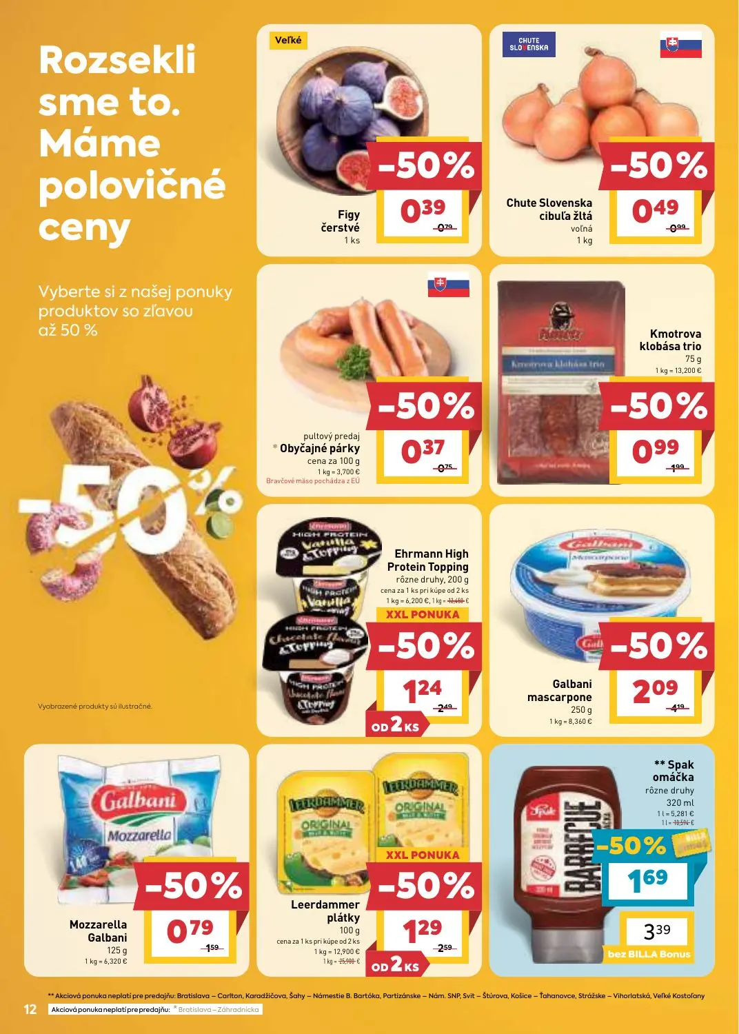 Billa leták, strana 12 z 31 — Galbani mascarpone, Spak omáčka rôzne druhy, Leerdammer plátky