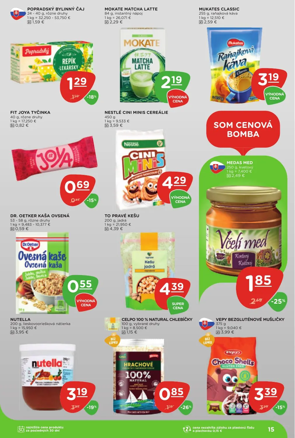 Terno leták, strana 15 z 25 — NUTELLA, NESTLÉ CINI MINIS CEREÁLIE, MEDAS MED
