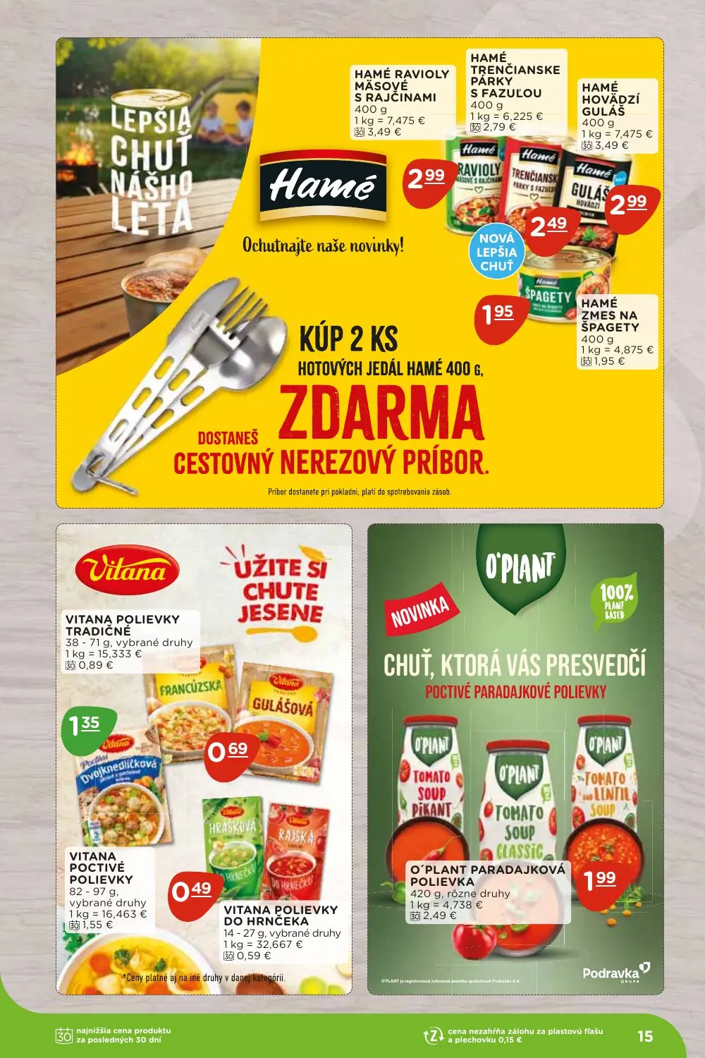 Terno leták, strana 15 z 36 — VITANA POCTIVÉ POLIEVKY, HAMÉ RAVIOLY MÄSOVÉ S RAJČINAMI, HAMÉ HOVÄDZÍ GULÁŠ