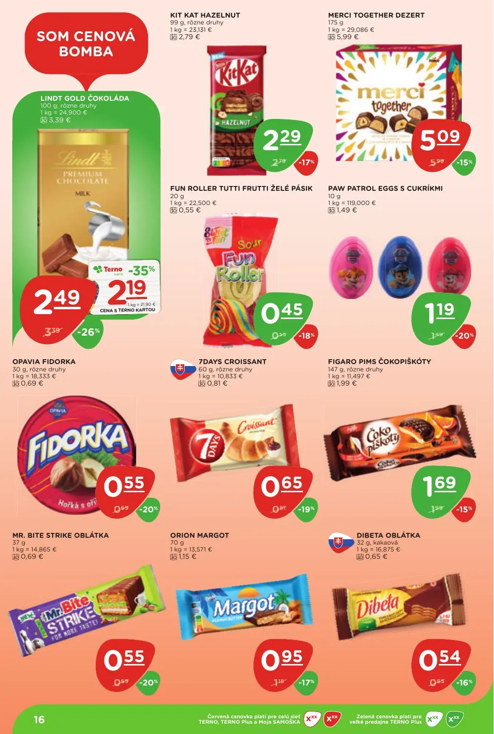 Terno leták, strana 16 z 25 — LINDT GOLD ČOKOLÁDA, MERCI TOGETHER DEZERT, KIT KAT HAZELNUT
