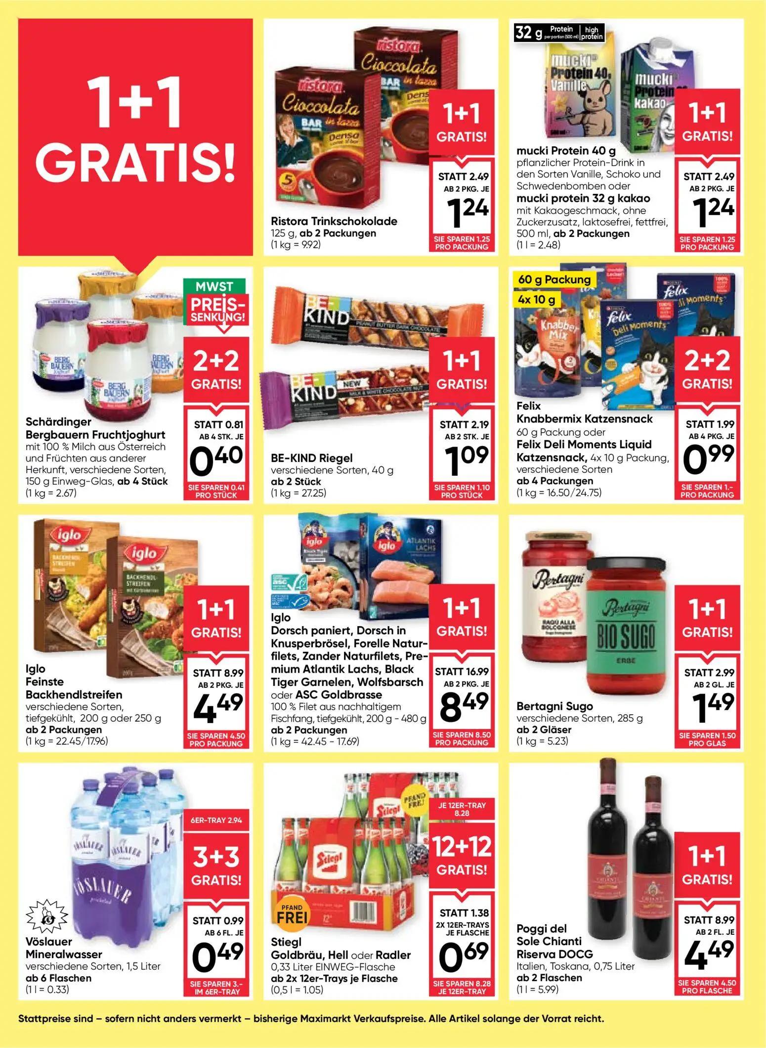 Maximarkt Prospekt, Seite 14 von 24 — Iglo Dorsch paniert, Dorsch in Knusperbrösel, Forelle Naturfilets, Zander Naturfilets,…