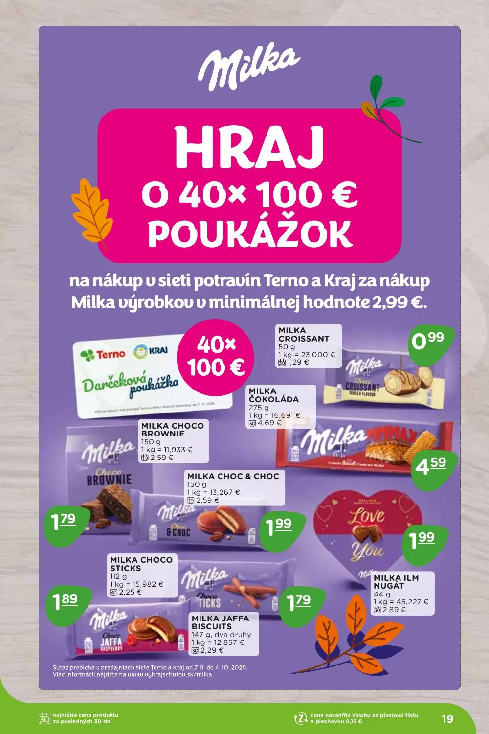 Terno leták, strana 19 z 36 — MILKA ILM NUGÁT, MILKA CHOCO BROWNIE, MILKA CHOC & CHOC