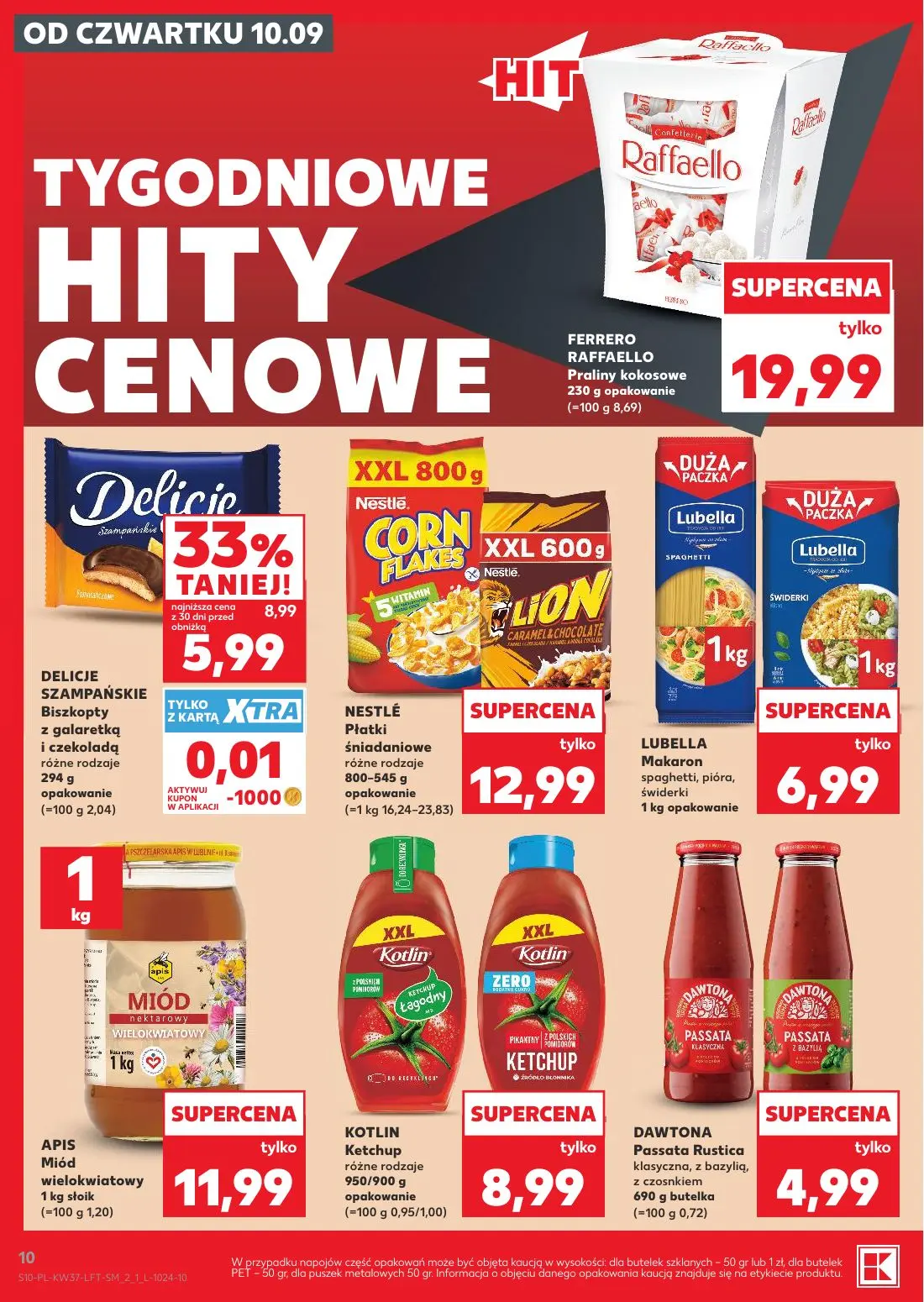 Kaufland gazetka, strona 10 z 65 — FERRERO RAFFAELLO Praliny kokosowe, DELICJE SZAMPAŃSKIE Biszkopty z galaretką i czekoladą…