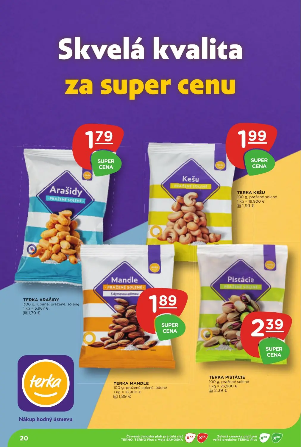 Terno leták, strana 20 z 25 — TERKA ARAŠIDY, TERKA KEŠU, TERKA MANDLE