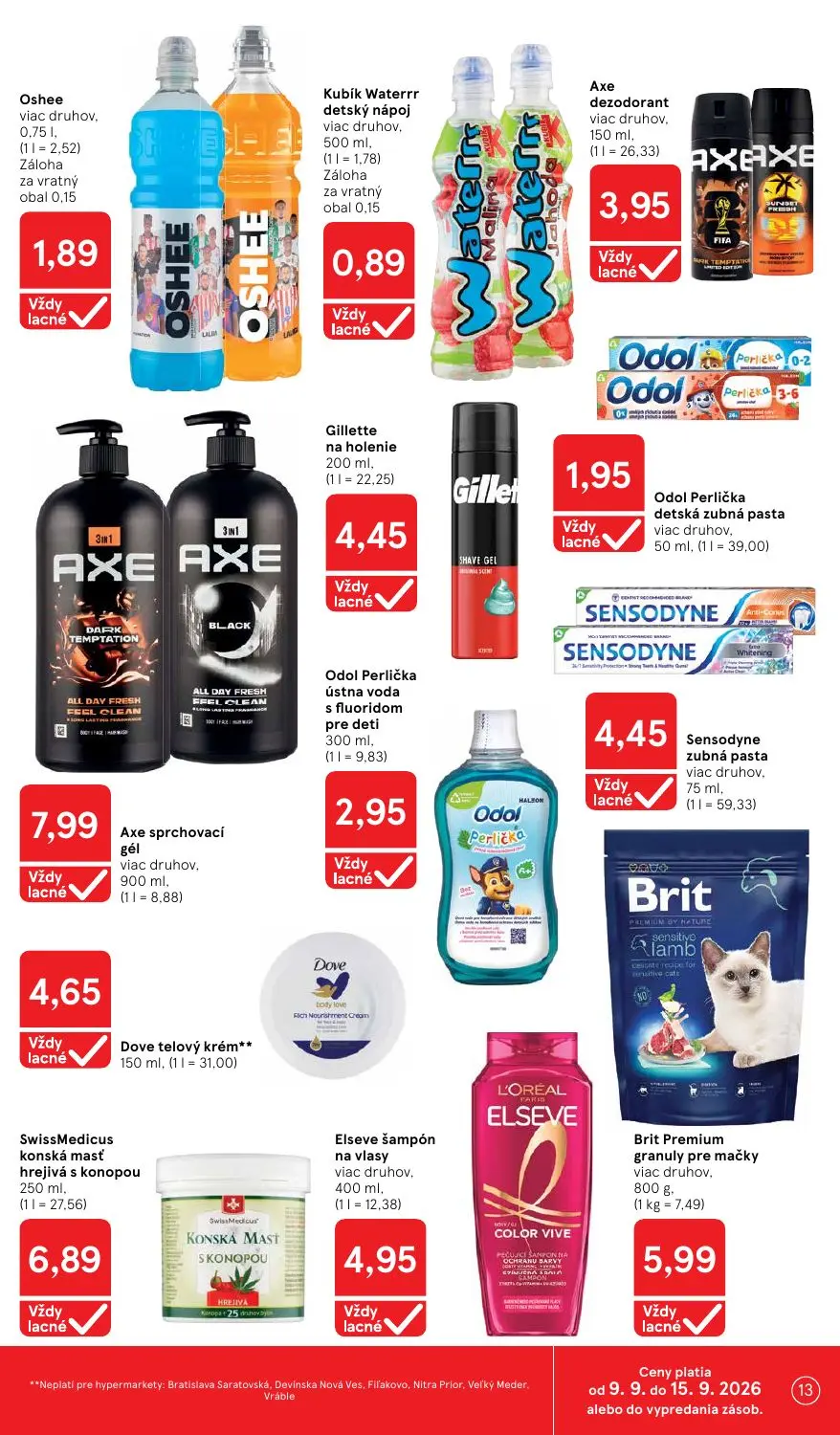 Tesco leták, strana 13 z 46 — Odol Perlička detská zubná pasta viac druhov, Odol Perlička ústna voda s fluoridom pre deti, D…
