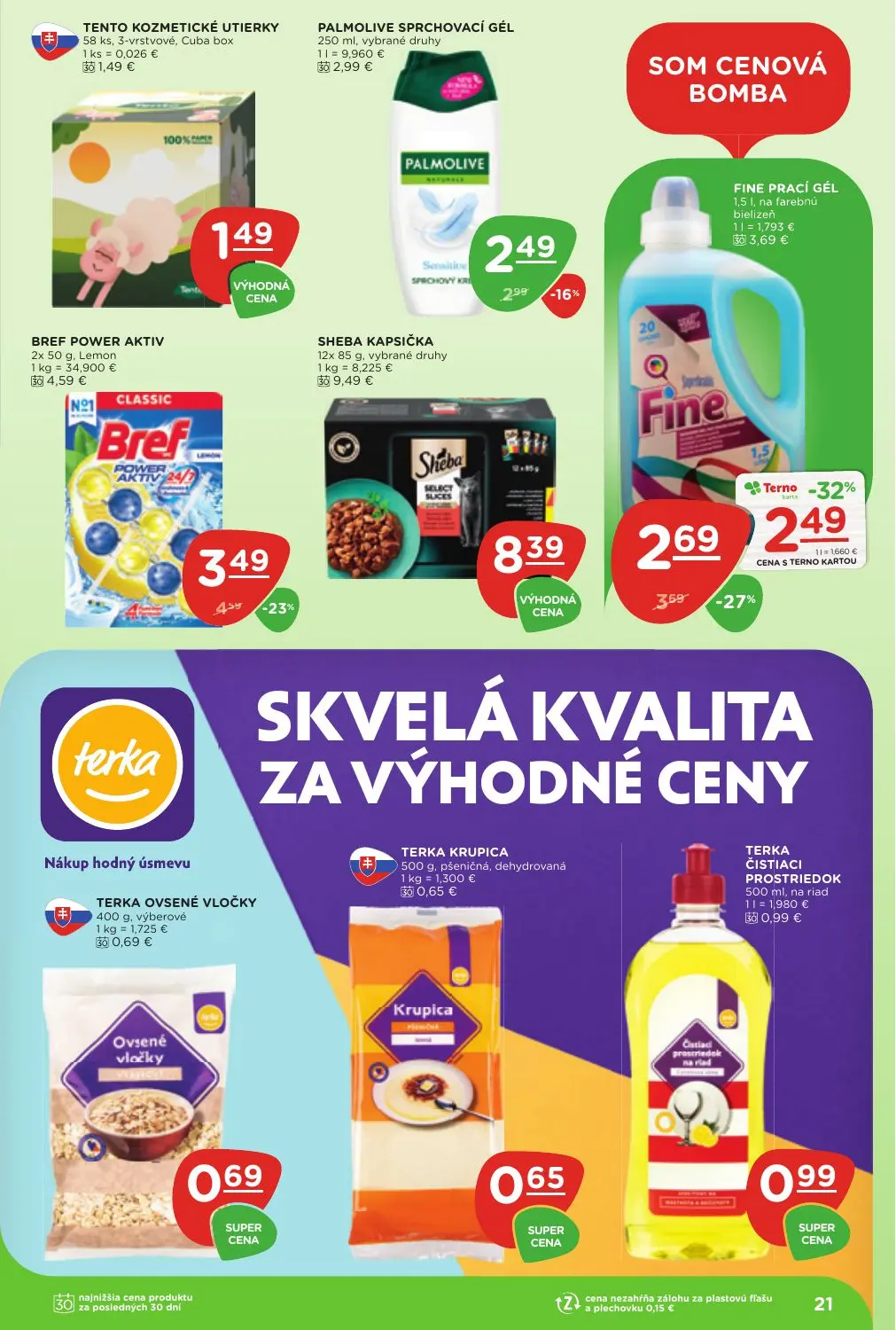 Terno leták, strana 21 z 25 — FINE PRACÍ GÉL, BREF POWER AKTIV, SHEBA KAPSIČKA