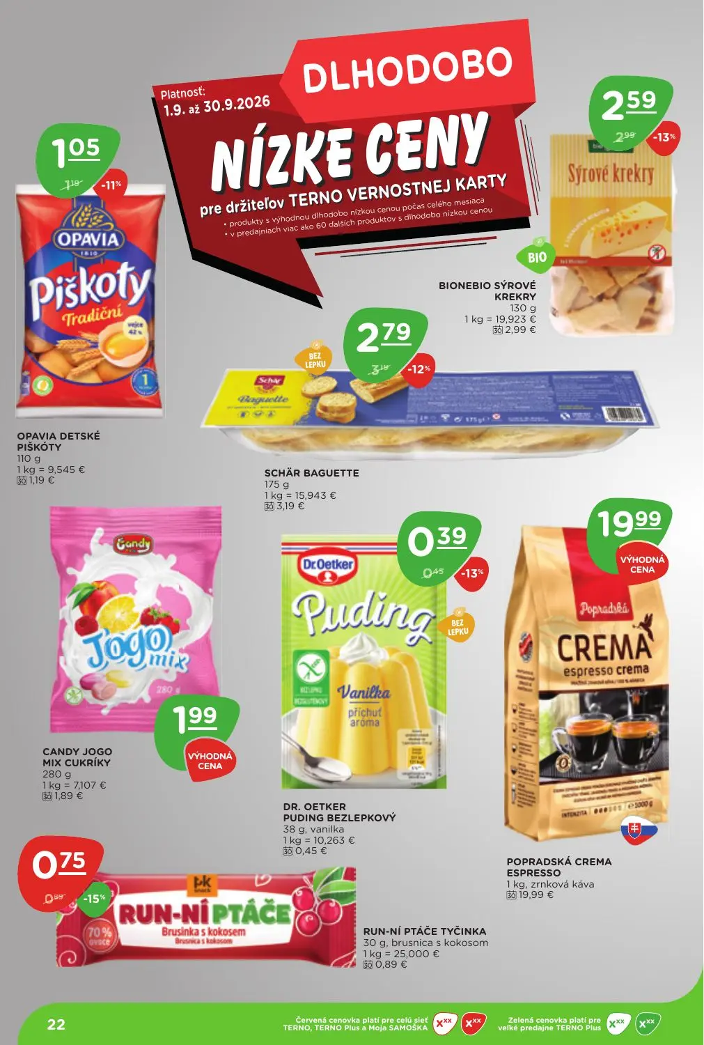Terno leták, strana 22 z 25 — BIONEBIO SÝROVÉ KREKRY, SCHÄR BAGUETTE, OPAVIA DETSKÉ PIŠKÓTY