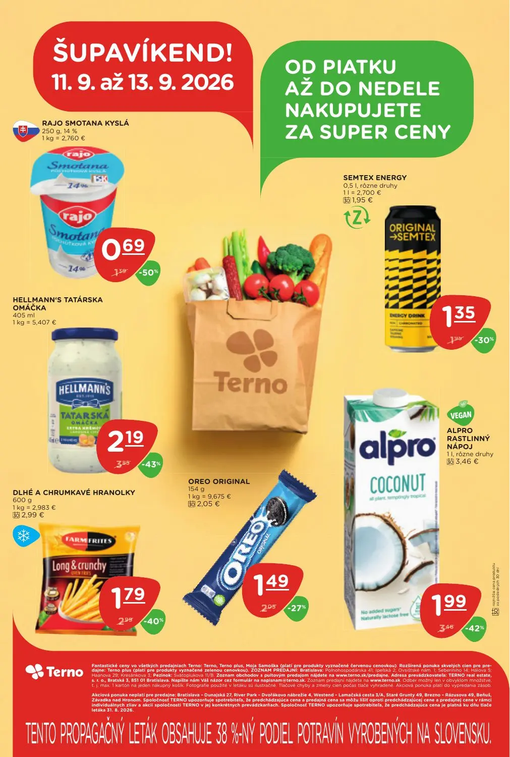 Terno leták, strana 24 z 25 — HELLMANN'S TATÁRSKA OMÁČKA, ALPRO RASTLINNÝ NÁPOJ, DLHÉ A CHRUMKAVÉ HRANOLKY