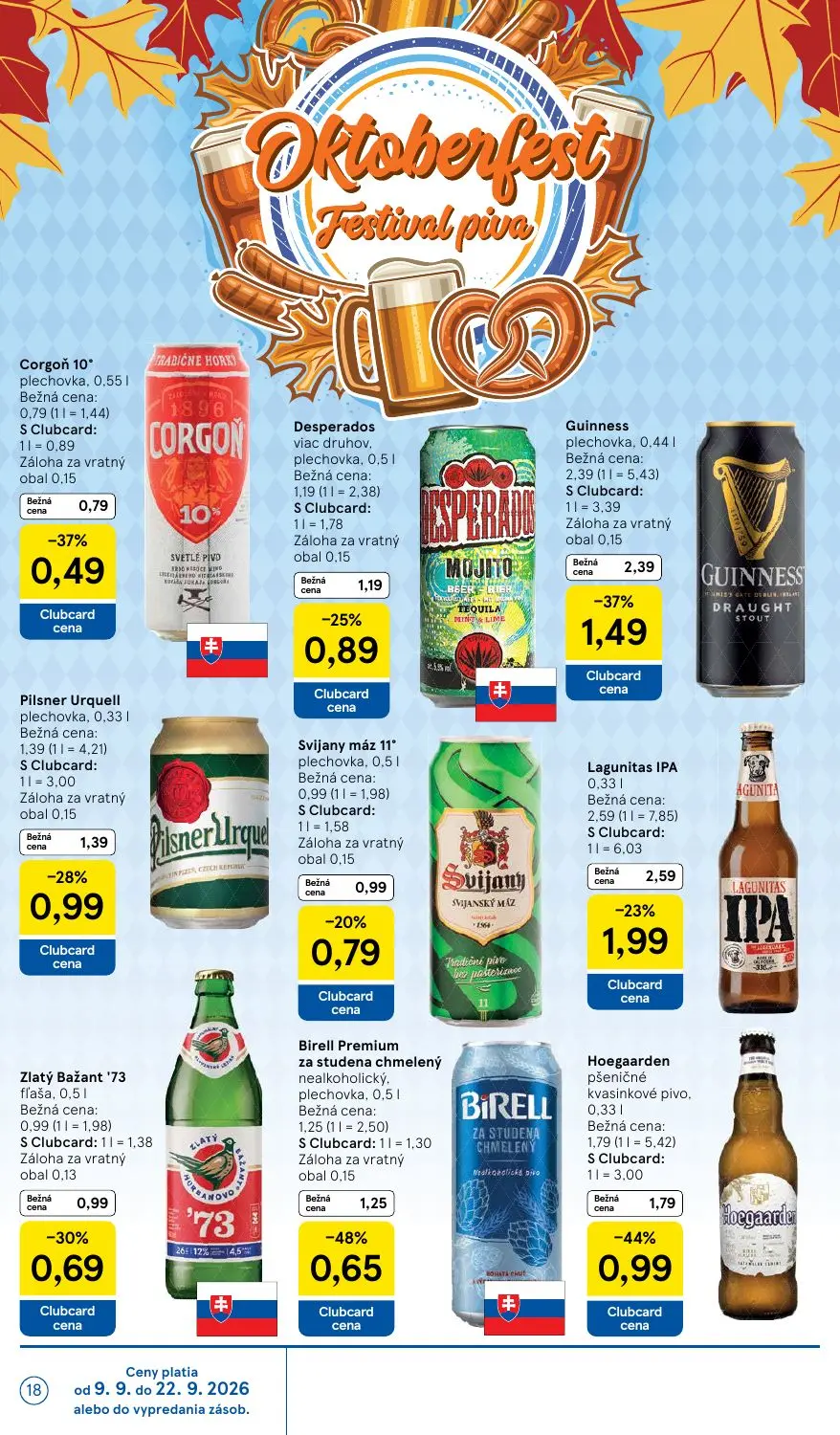 Tesco leták, strana 18 z 46 — Guinness, Hoegaarden pšeničné kvasinkové pivo,, Lagunitas IPA