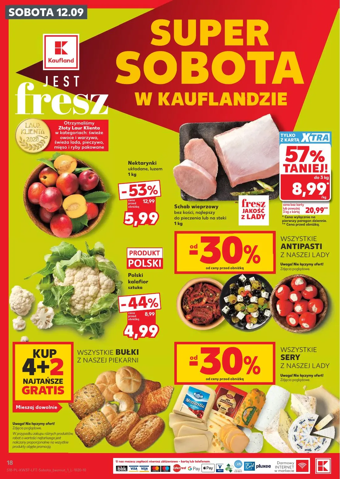 Kaufland gazetka, strona 18 z 65 — Schab wieprzowy bez kości, najlepszy do pieczenia lub na steki, Polski kalafior