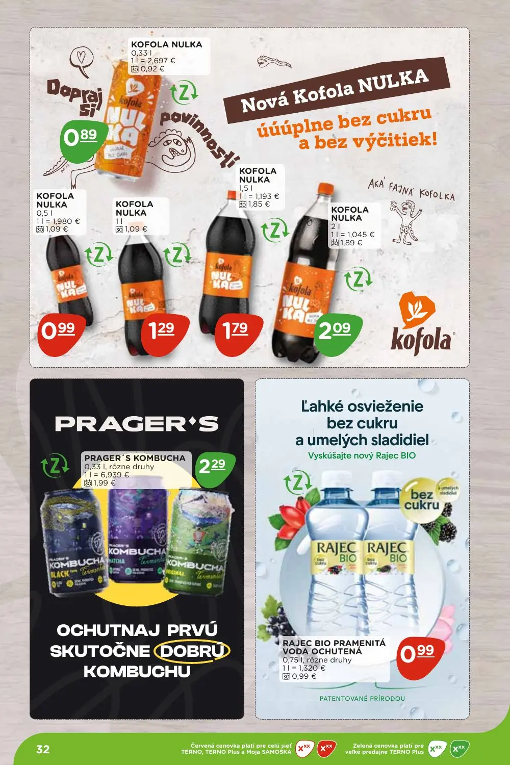 Terno leták, strana 32 z 36 — PRAGER'S KOMBUCHA, KOFOLA NULKA, KOFOLA NULKA