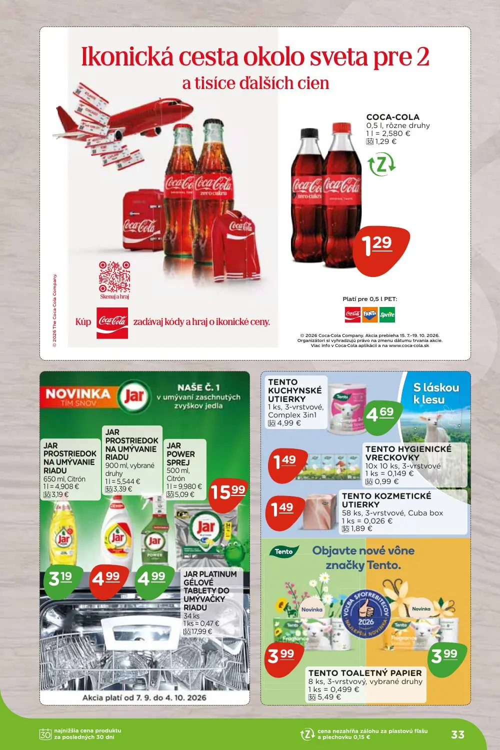 Terno leták, strana 33 z 36 — COCA-COLA, JAR PROSTRIEDOK NA UMÝVANIE RIADU, JAR PROSTRIEDOK NA UMÝVANIE RIADU