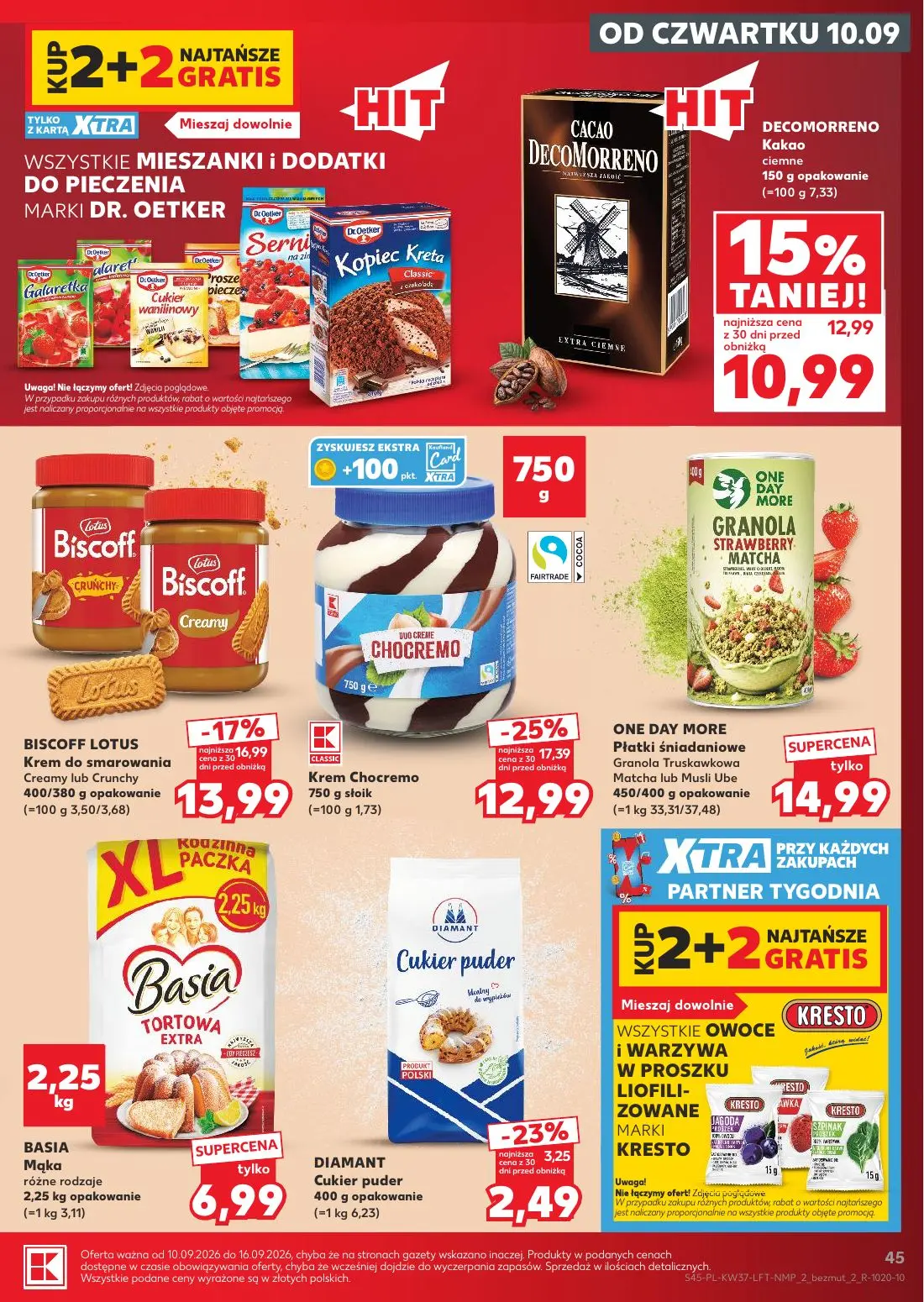 Kaufland gazetka, strona 45 z 65 — BISCOFF LOTUS Krem do smarowania Creamy lub Crunchy, DECOMORRENO Kakao ciemne, DIAMANT Cu…