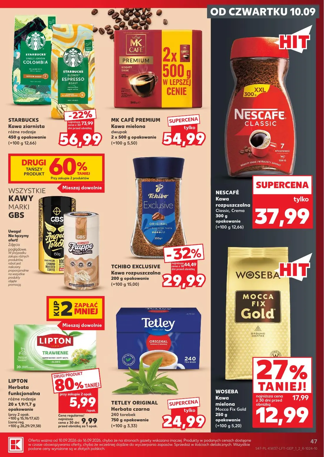 Kaufland gazetka, strona 47 z 65 — STARBUCKS Kawa ziarnista różne rodzaje, TCHIBO EXCLUSIVE Kawa rozpuszczalna