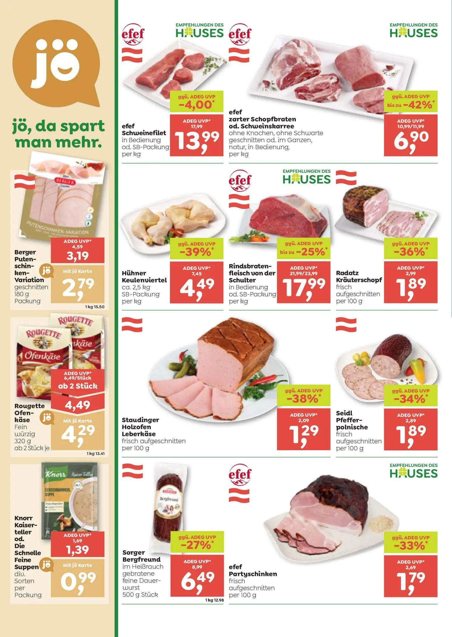 ADEG Prospekt, Seite 4 von 8 — Rindsbratenfleisch von der Schulter in Bedienung od. SB-Packung, efef zarter Schopfbraten od.…