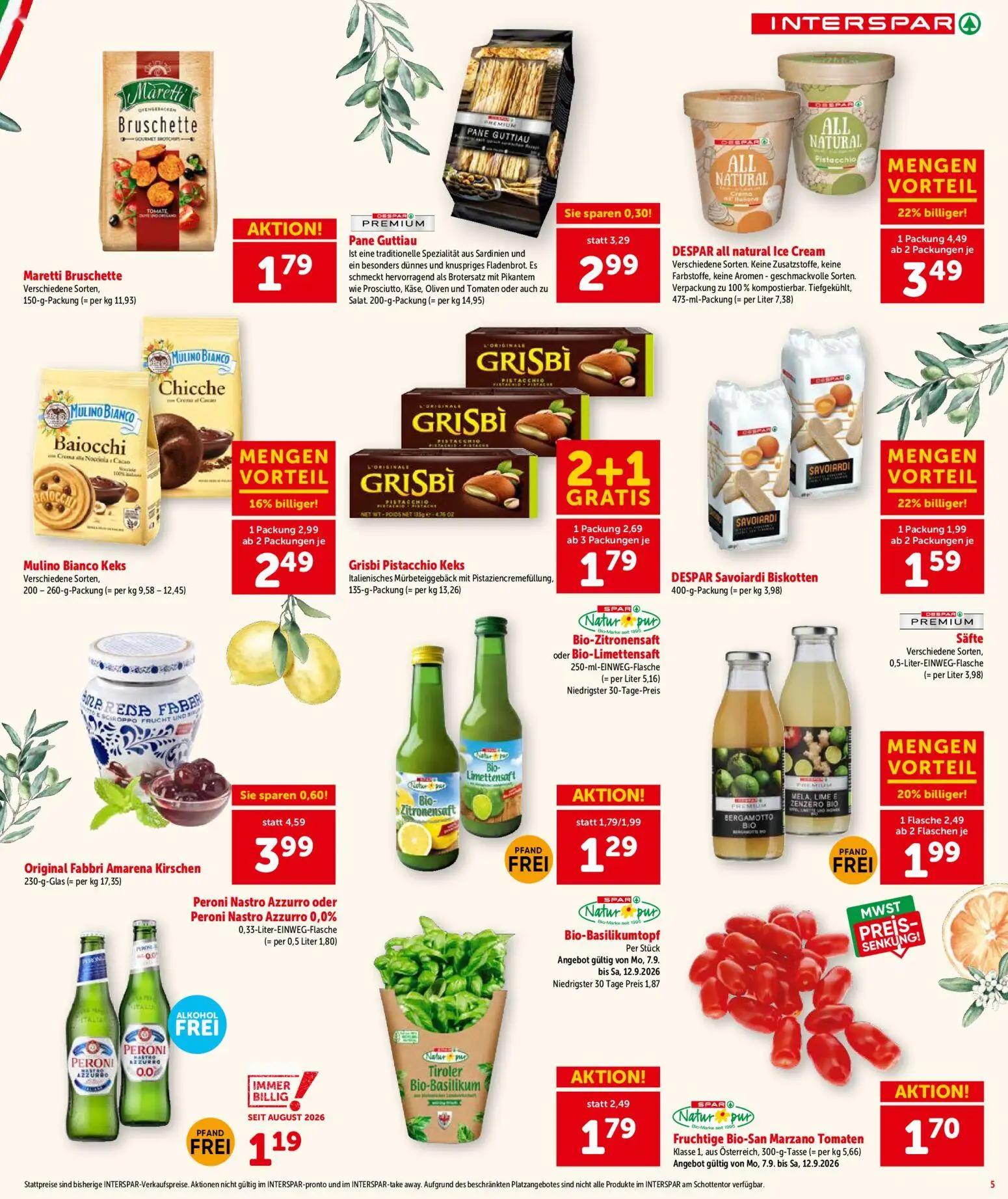 Interspar Prospekt, Seite 5 von 20 — DESPAR all natural Ice Cream Verschiedene Sorten. Keine Zusatzstoffe, keine Farbstoffe,…