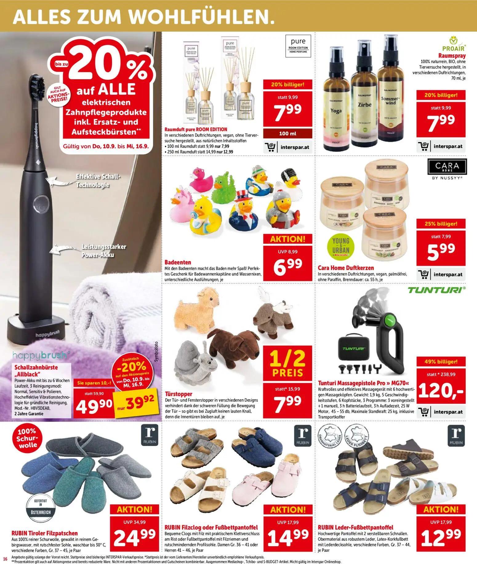 Interspar Prospekt, Seite 16 von 20 — Tunturi Massagepistole Pro » MG70«, happybrush Schallzahnbürste „Allblack”, RUBIN Tiro…