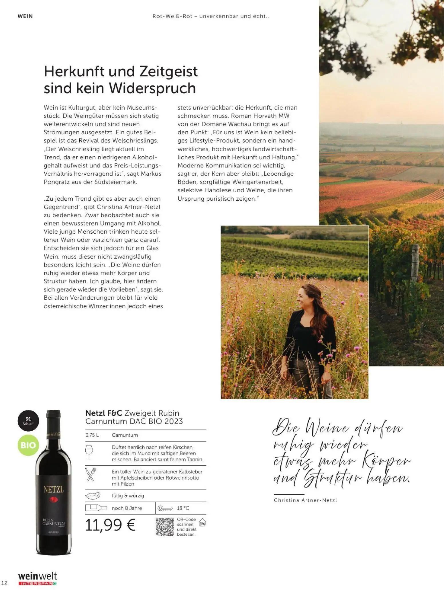 Interspar Prospekt, Seite 12 von 60 — Netzl F&C Zweigelt Rubin Carnuntum DAC BIO 2023
