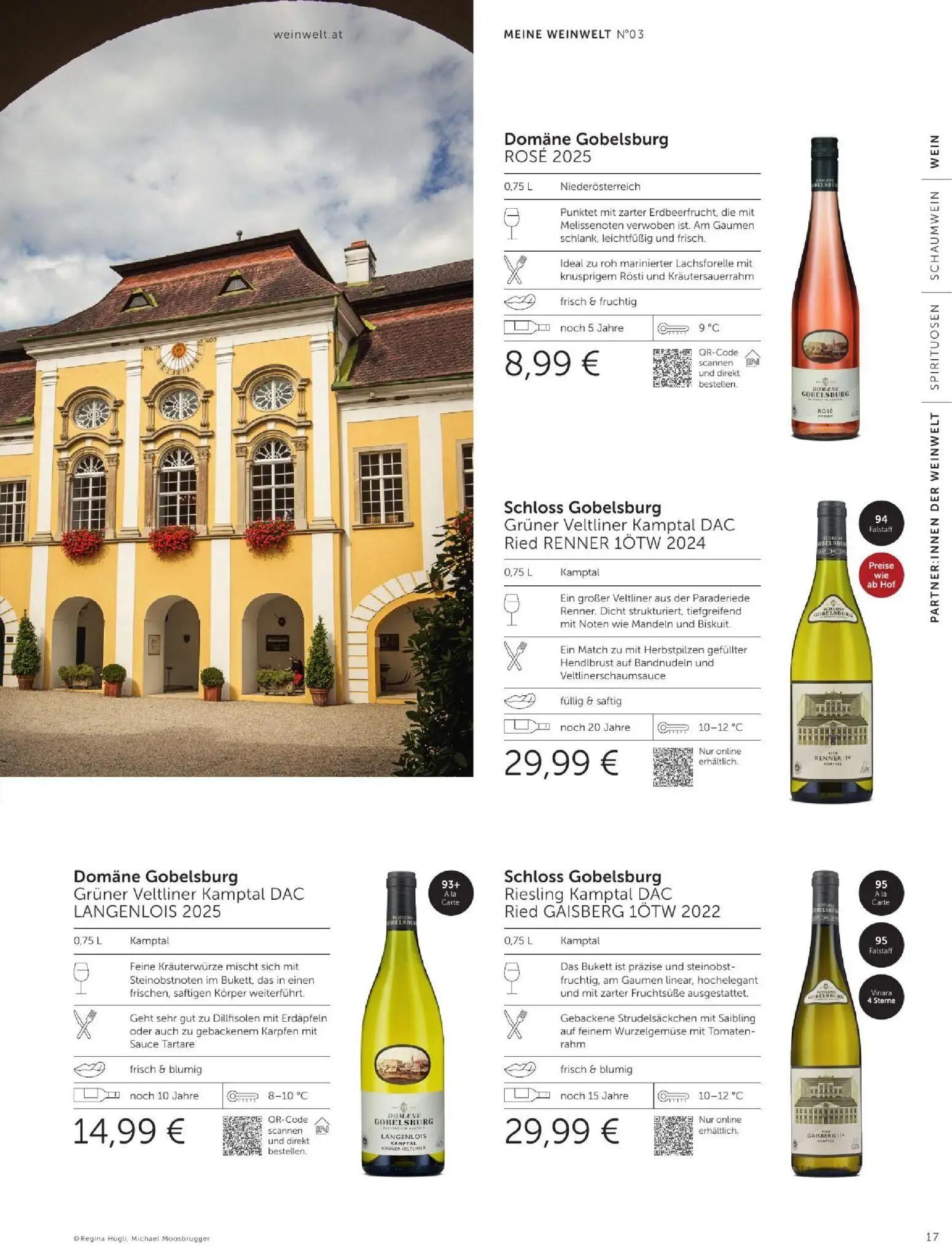 Interspar Prospekt, Seite 17 von 60 — Domäne Gobelsburg ROSÉ 2025, Schloss Gobelsburg Grüner Veltliner Kamptal DAC Ried RENN…