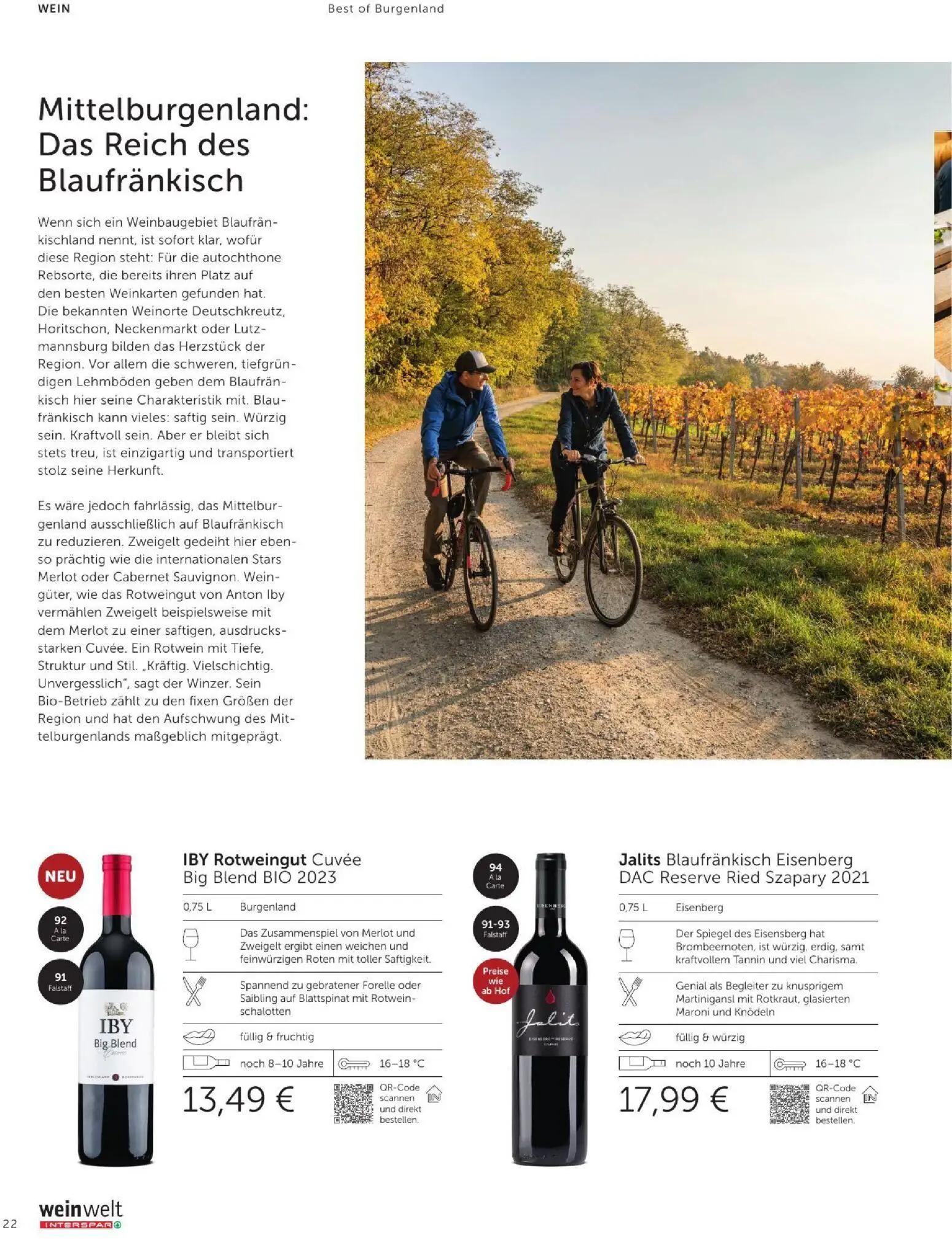 Interspar Prospekt, Seite 22 von 60 — IBY Rotweingut Cuvée Big Blend BIO 2023, Jalits Blaufränkisch Eisenberg DAC Reserve Ri…