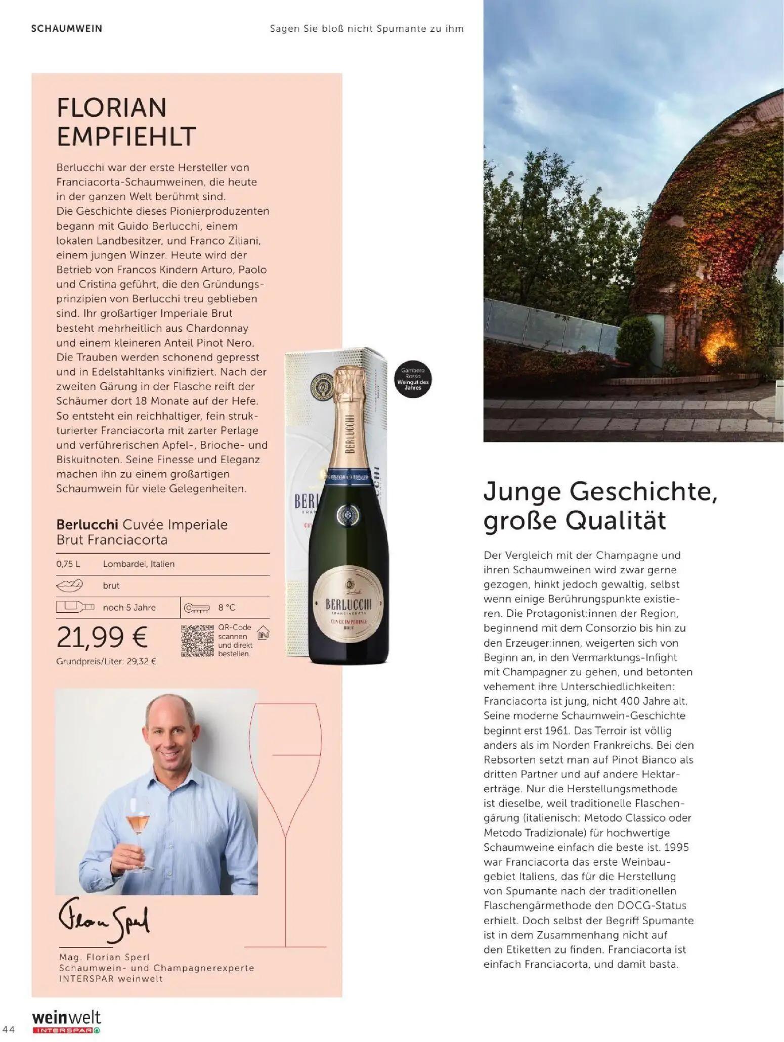 Interspar Prospekt, Seite 44 von 60 — Berlucchi Cuvée Imperiale Brut Franciacorta