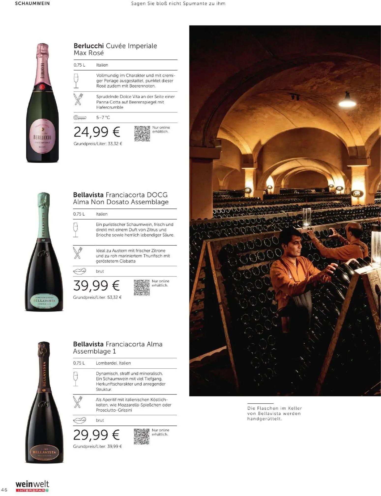 Interspar Prospekt, Seite 46 von 60 — Berlucchi Cuvée Imperiale Max Rosé, Bellavista Franciacorta DOCG Alma Non Dosato Assem…