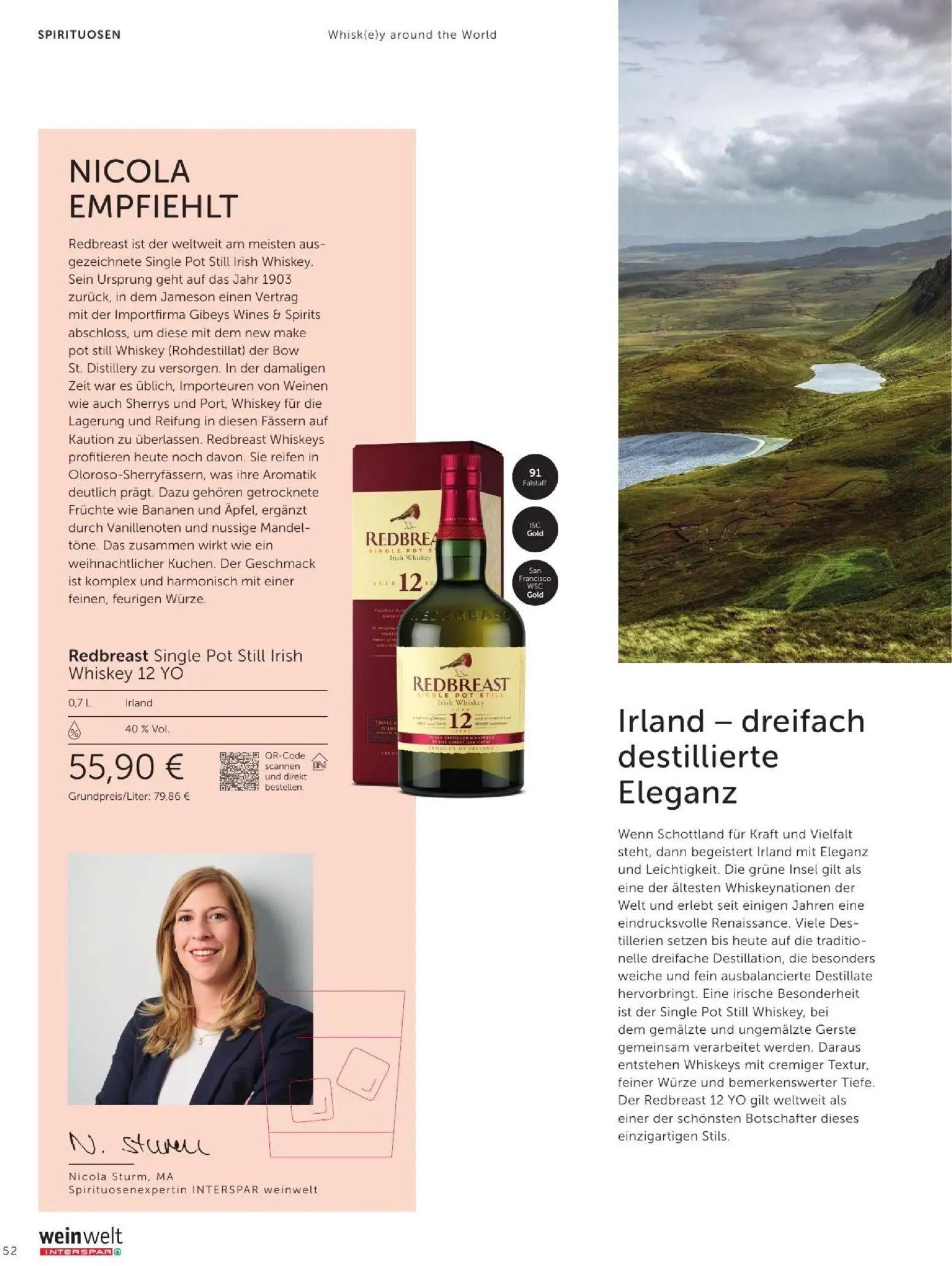 Interspar Prospekt, Seite 52 von 60 — Redbreast Single Pot Still Irish Whiskey 12 YO