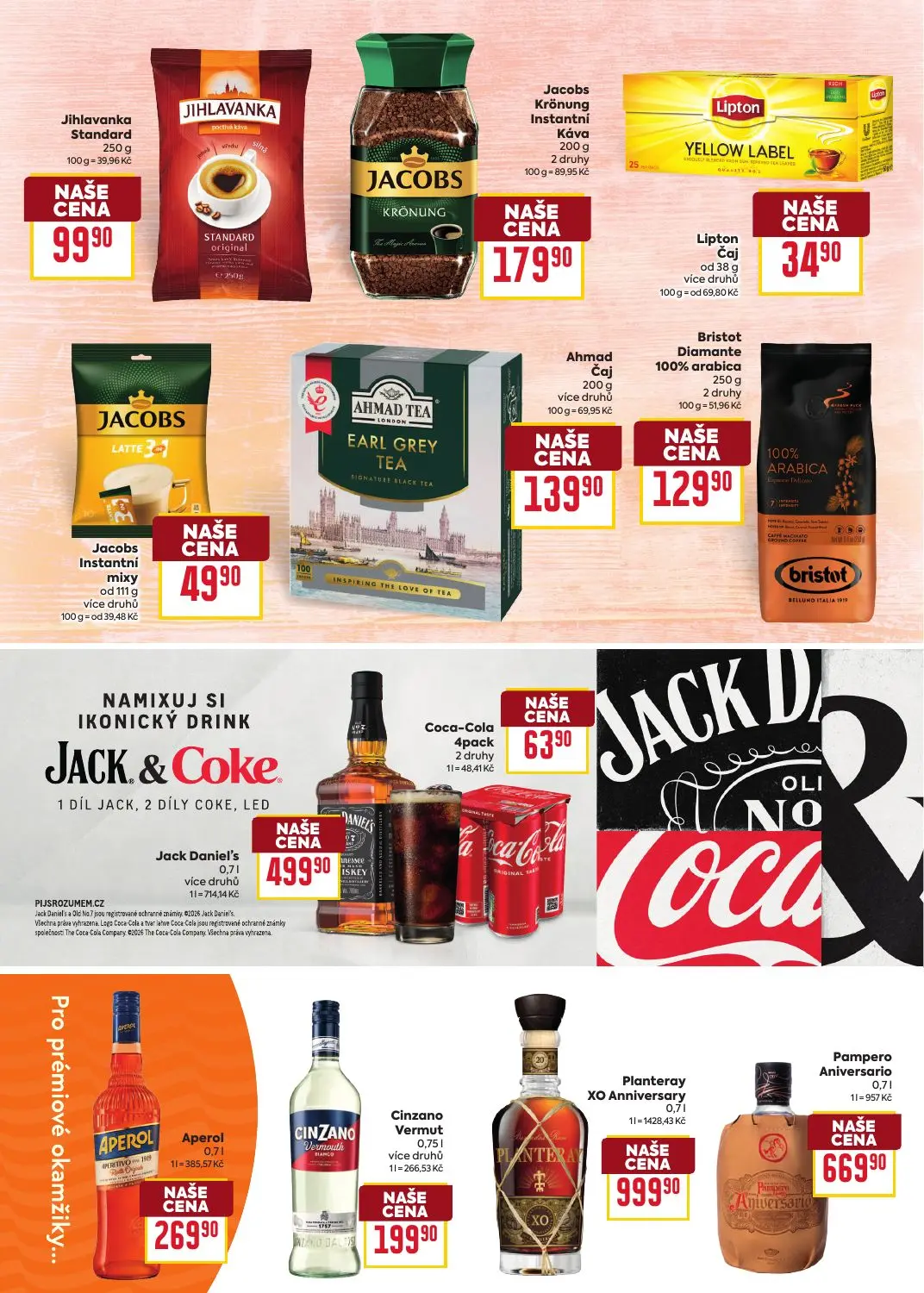 Billa leták, strana 11 z 24 — Jihlavanka Standard, Jacobs Krönung Instantní Káva, Lipton Čaj