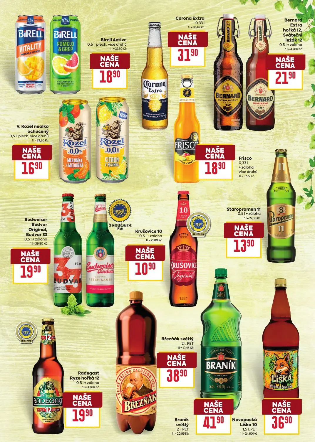 Billa leták, strana 13 z 24 — Birell Vitality Mango & Citron, Birell Pomelo & Grep, Corona Extra