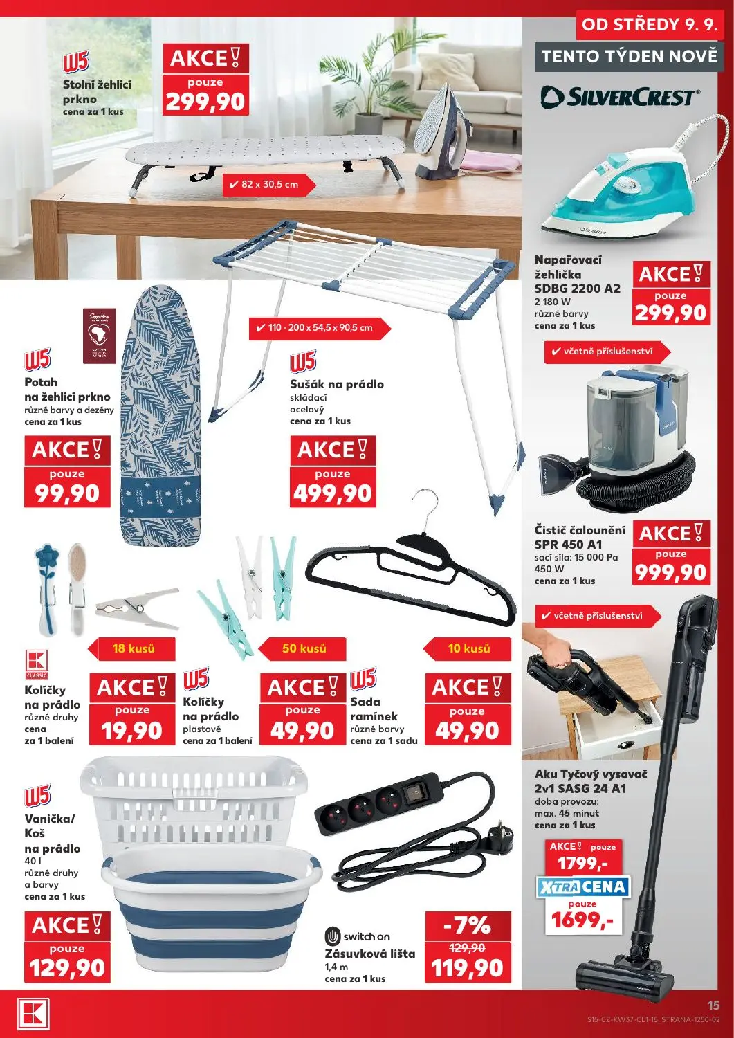 Kaufland leták, strana 15 z 18 — Aku Tyčový vysavač 2v1 SASG 24 A1, Čistič čalounění SPR 450 A1