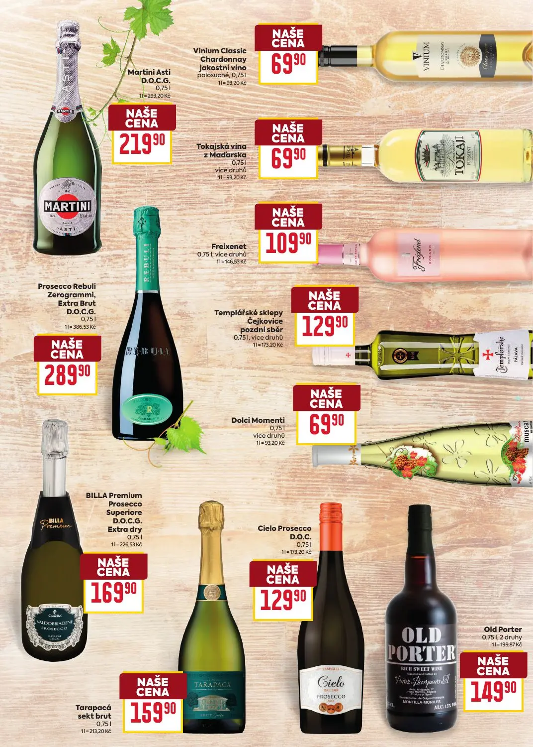 Billa leták, strana 17 z 24 — Martini Asti D.O.C.G., Vinium Classic Chardonnay jakostní víno polosuché, Tokajská vína z Maďa…