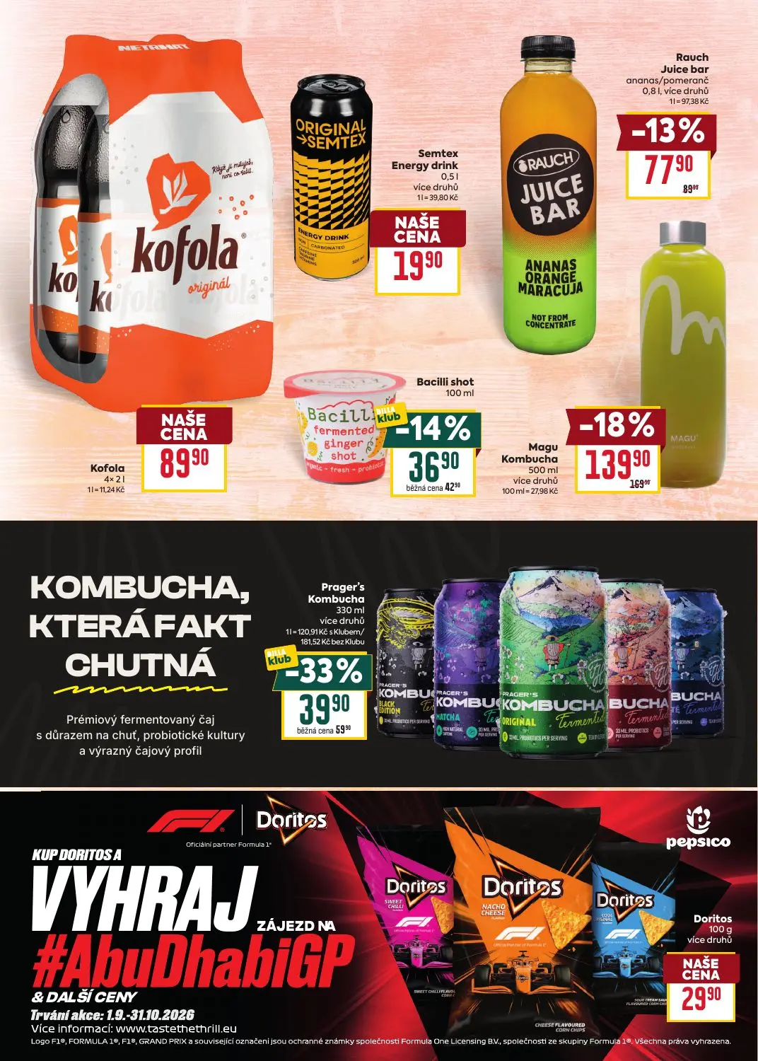 Billa leták, strana 20 z 24 — Magu Kombucha, Prager's Kombucha, Rauch Juice bar