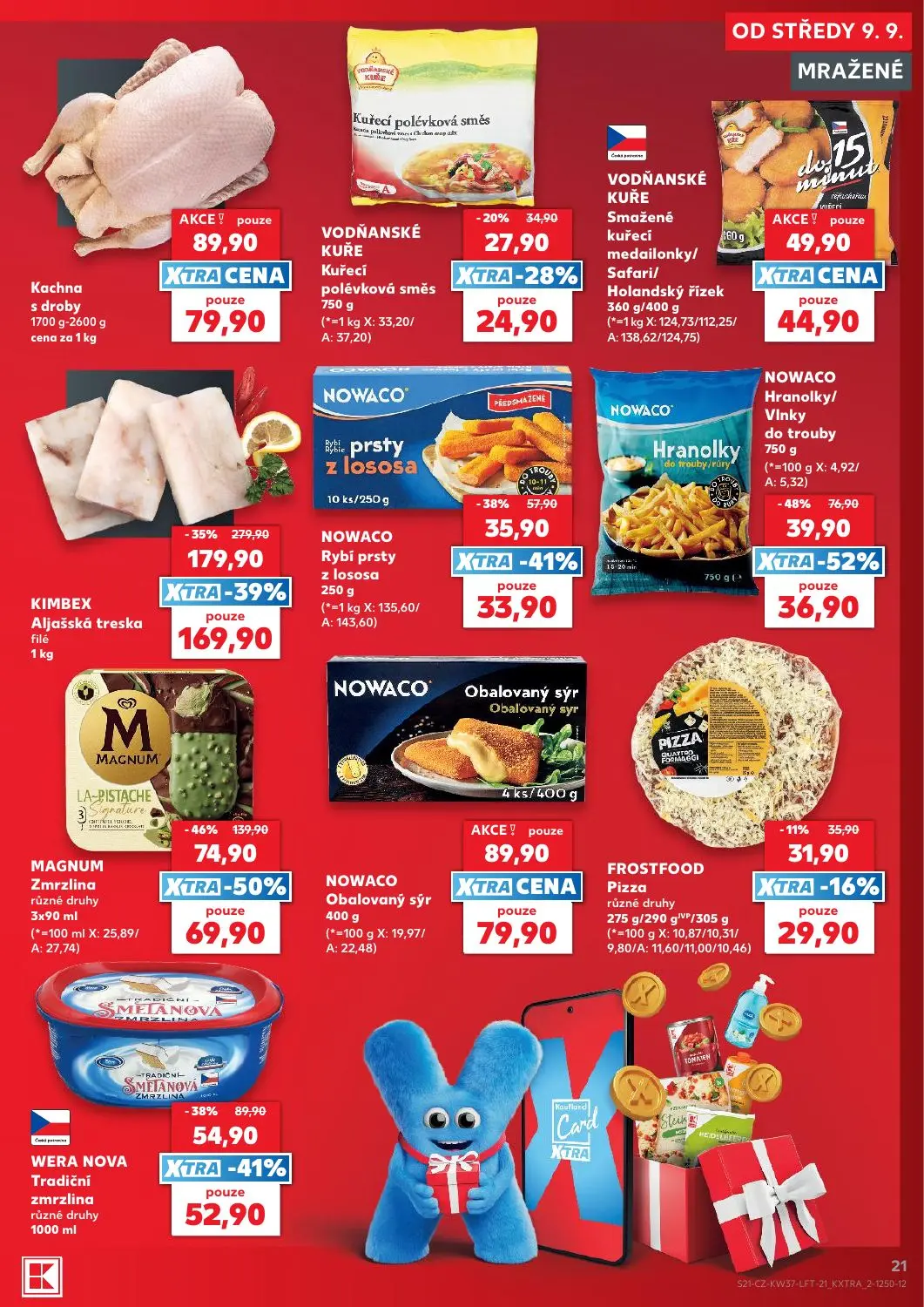 Kaufland leták, strana 21 z 52 — Kachna s droby, VODŇANSKÉ KUŘE Kuřecí polévková směs, VODŇANSKÉ KUŘE Smažené kuřecí medailo…