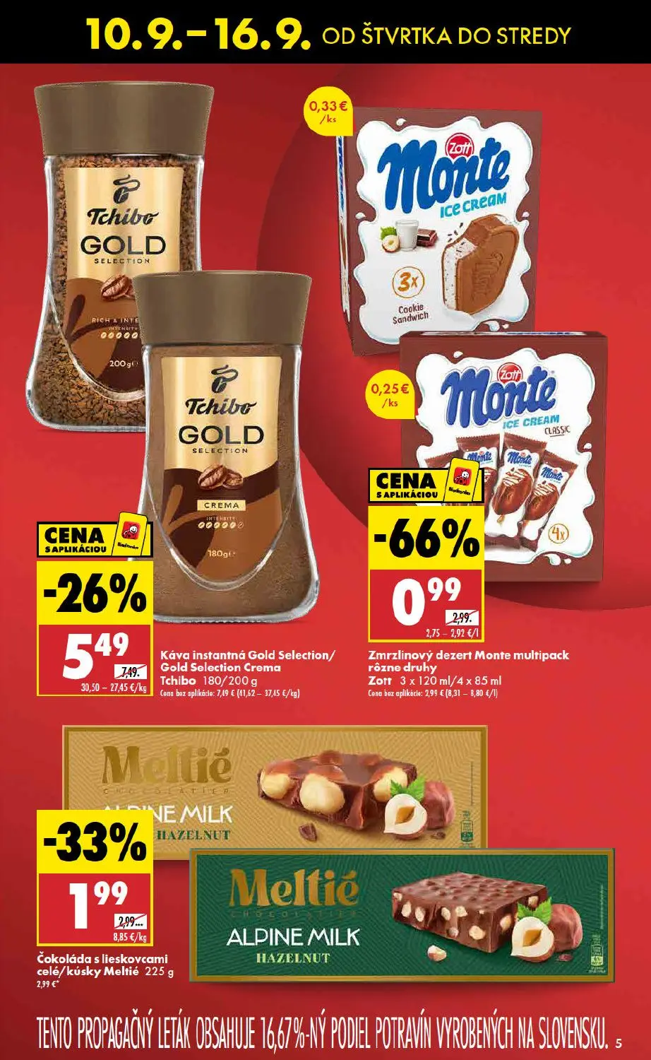 Biedronka leták, strana 5 z 48 — Káva instantná Gold Selection/ Gold Selection Crema Tchibo, Zmrzlinový dezert Monte multipa…