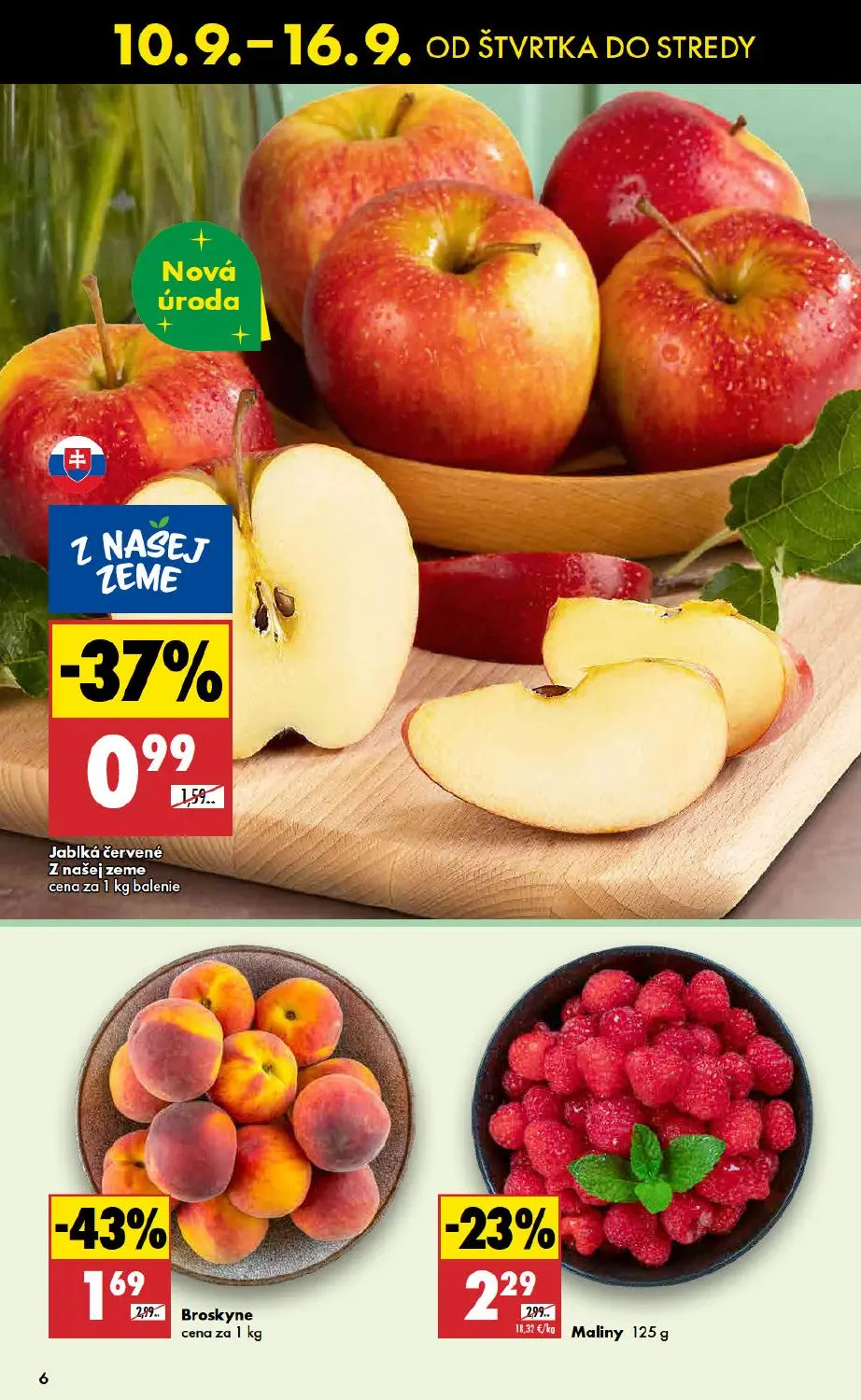 Biedronka leták, strana 6 z 48 — Broskyne, Maliny, Jablká červené