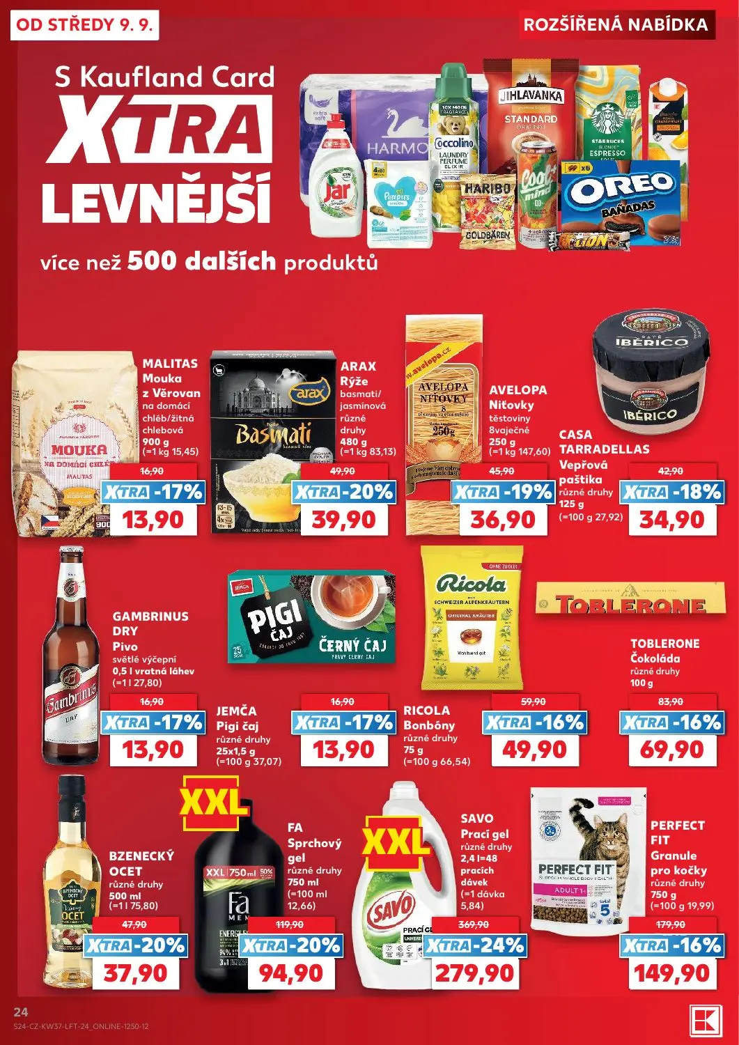 Kaufland leták, strana 24 z 52 — FA Sprchový gel různé druhy, JEMČA Pigi čaj různé druhy