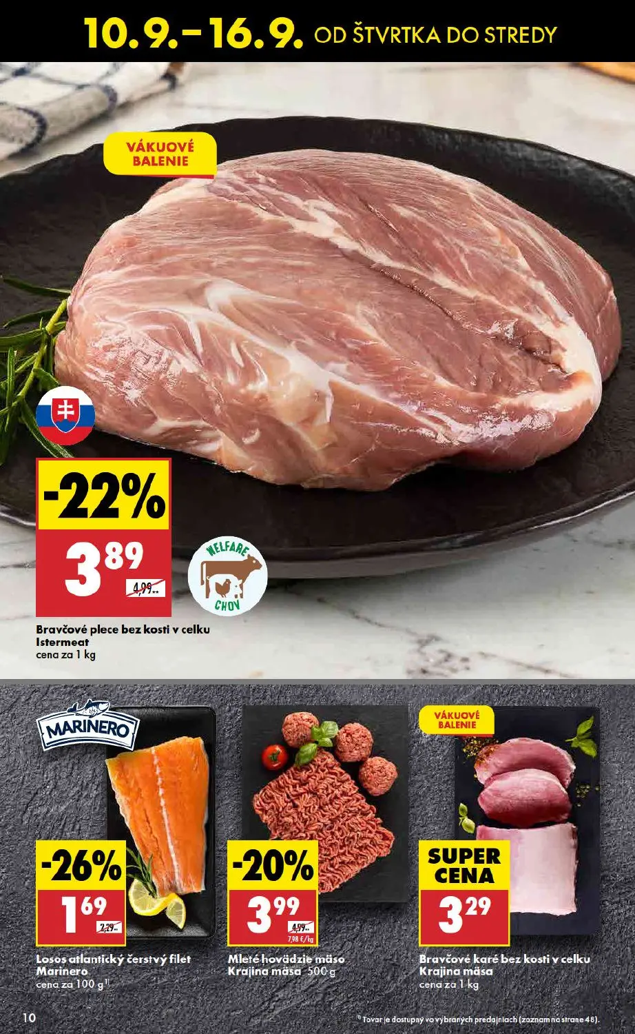 Biedronka leták, strana 10 z 48 — Bravčové plece bez kosti v celku Istermeat, Mleté hovädzie mäso Krajina mäsa, Bravčové kar…