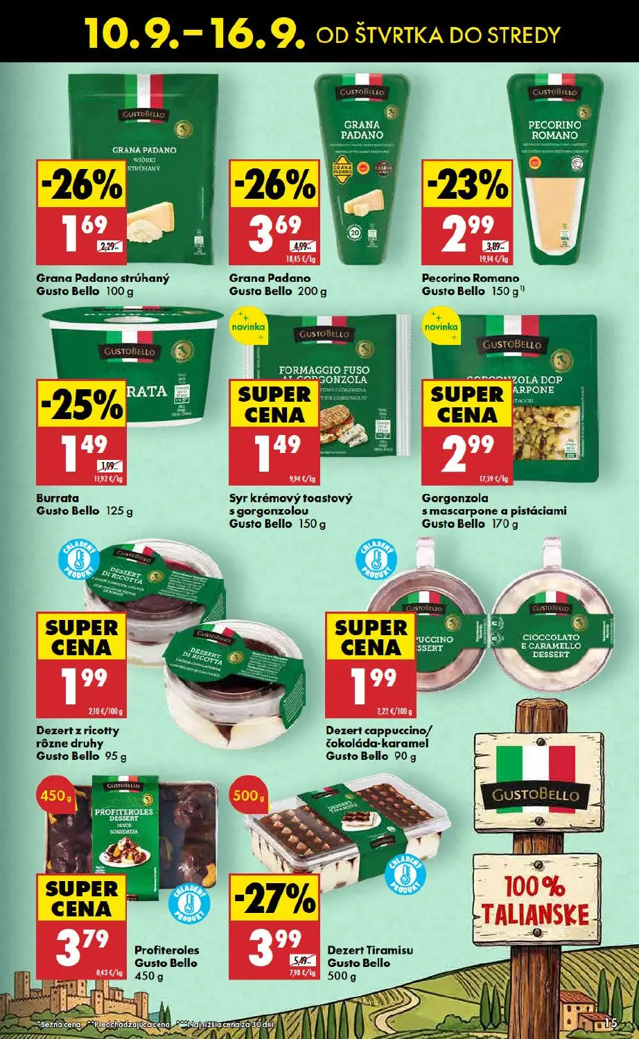 Biedronka leták, strana 15 z 48 — Grana Padano, Pecorino Romano, Grana Padano strúhaný